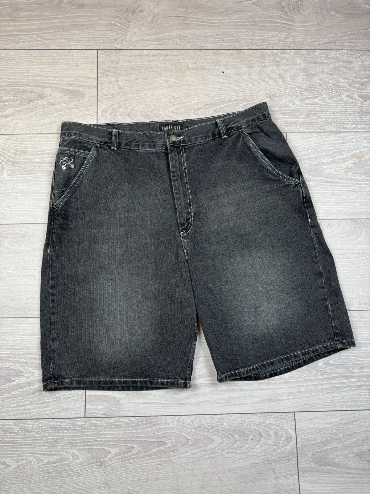 Japanese Brand × Vintage Route One Baggy Washed Denim Shorts 38 sz Size US 38 / EU 54 - 3 Thumbnail
