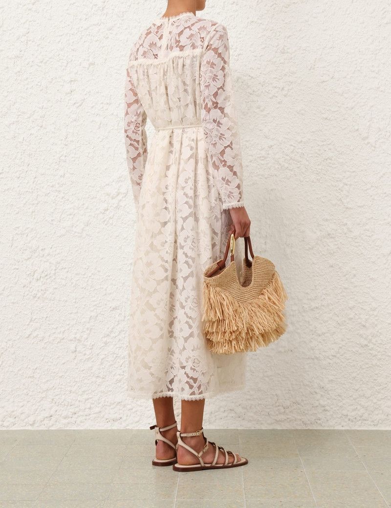 Zimmermann oc11z0226 Illuminate Lace Maxi Dress In White Size L / US 10 / IT 46 - 4 Thumbnail