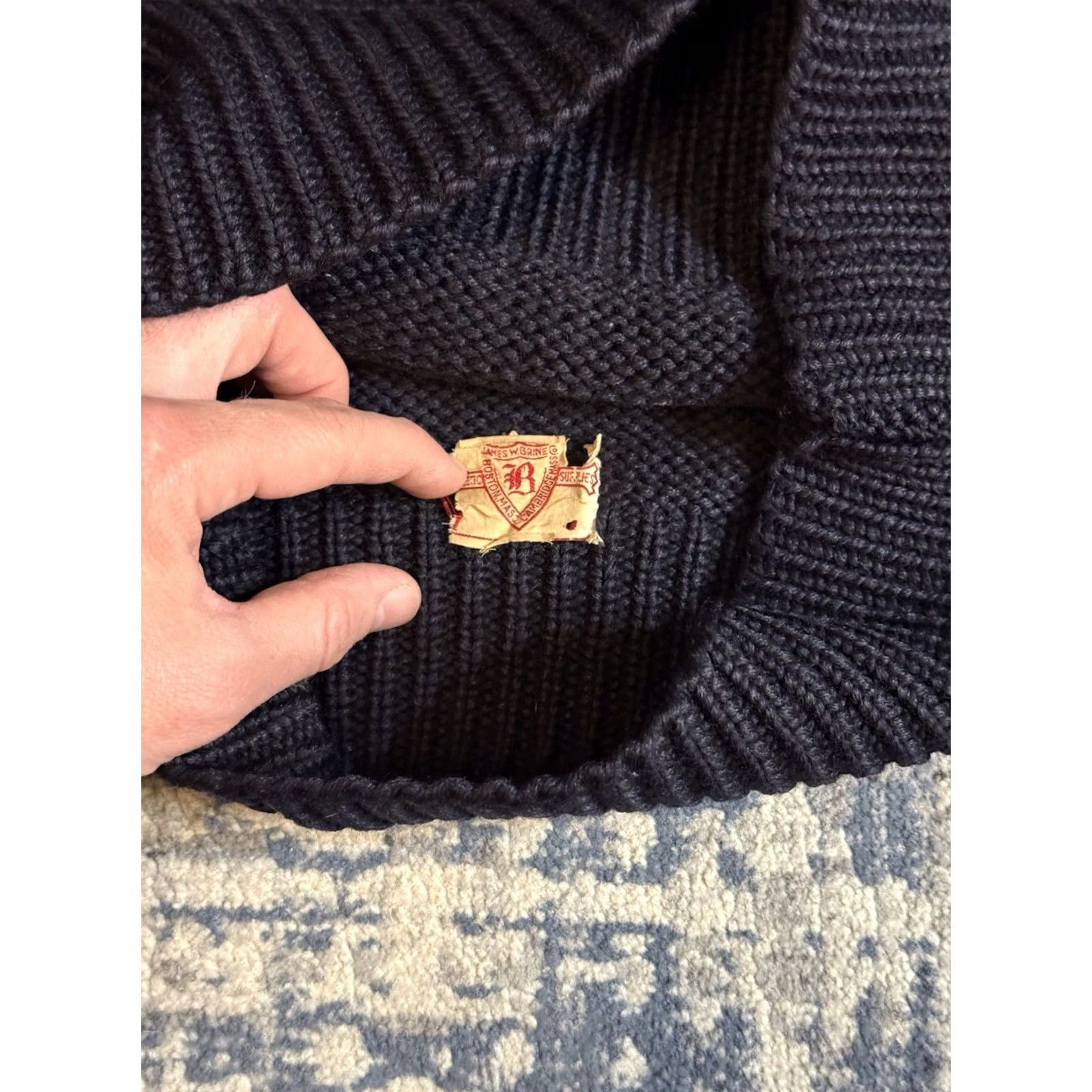 J.W. Brine VINTAGE James W. Brine Knit Sweater M Dark Navy Blue 1920s 1930s Boat Neck Size US M / EU 48-50 / 2 - 7 Thumbnail