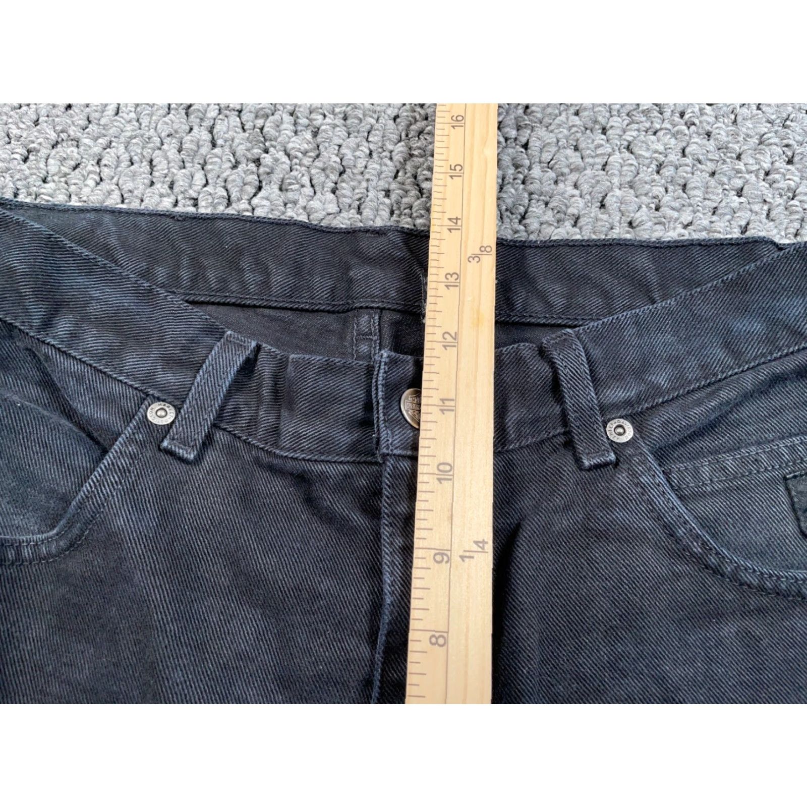 Harley Davidson VINTAGE Harley-Davidson Jeans Men 32 x 31 Black Denim 5-Pocket Traditional Fit Civilian Shotgun Zip Fly Regular Inseam 31 90s Biker Grunge Retro Size US 32 / EU 48 - 7 Thumbnail