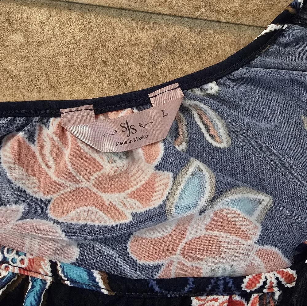 Designer Multicolored Floral SJS Dressy Short Sleeve Size L / US 10 / IT 46 - 3 Thumbnail