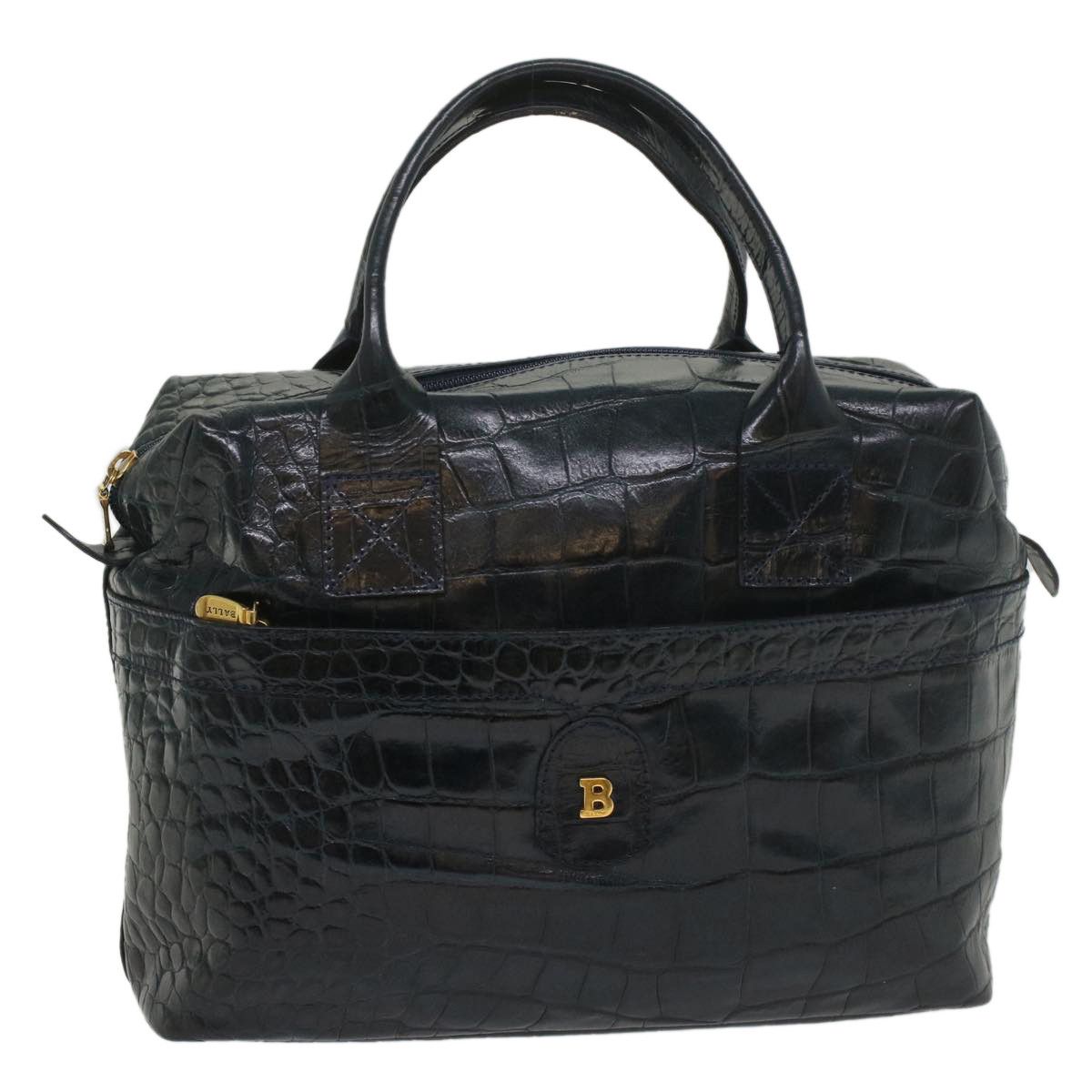 image of Bally Hand Bag Leather Navy Auth Ac2235, Women's