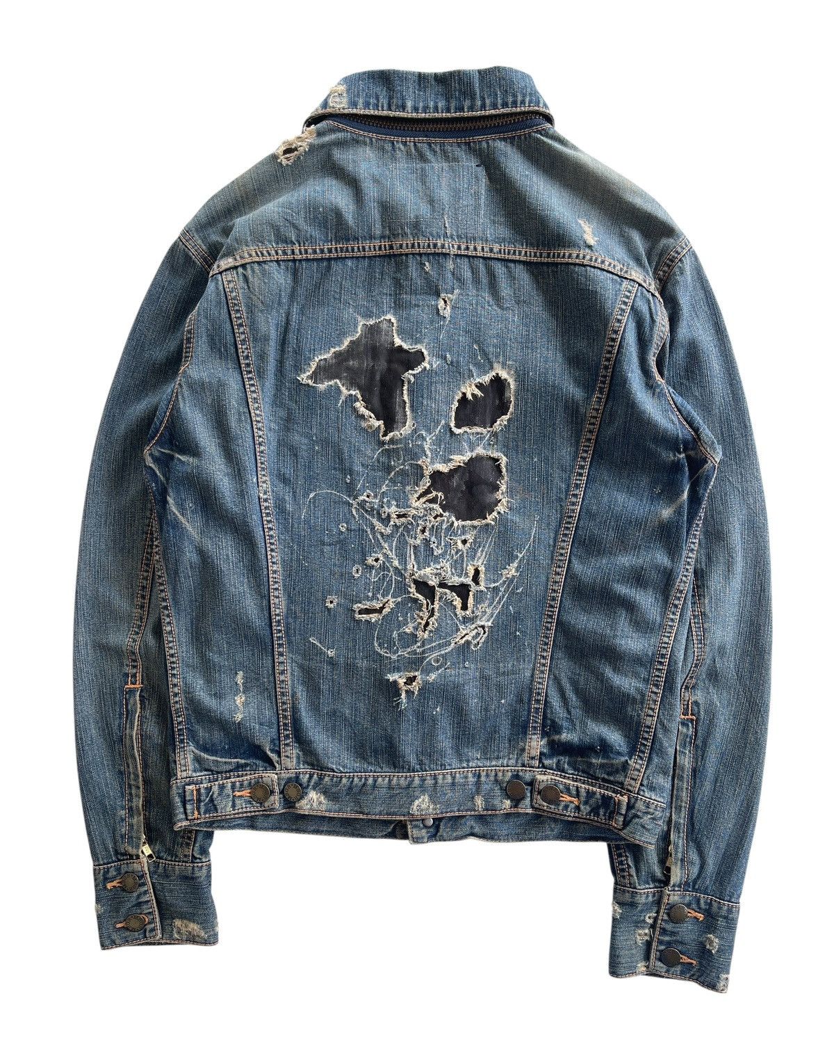 Japanese Brand MSGR Distressed Denim Jacket Size US M / EU 48-50 / 2 - 3 Thumbnail