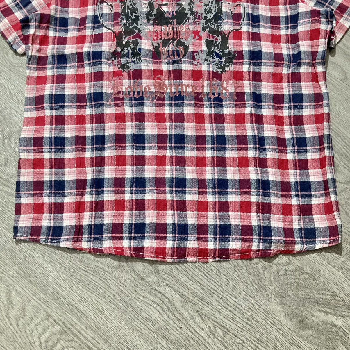20471120 2000s Corn Flake Poem Logo Western Plaid Shirt Button Up Size US L / EU 52-54 / 3 - 5 Thumbnail