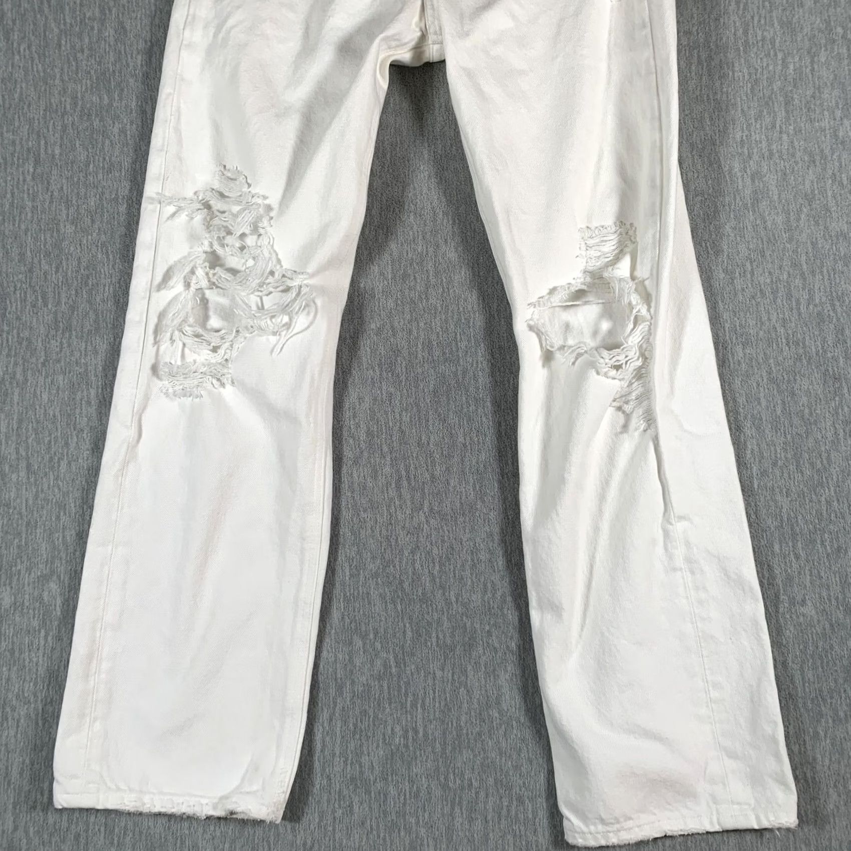 Agolde AGOLDE Jeans High Rise Straight Leg Distressed Button Fly White Denim 26 Womens Size 26" / US 2 / IT 38 - 3 Thumbnail