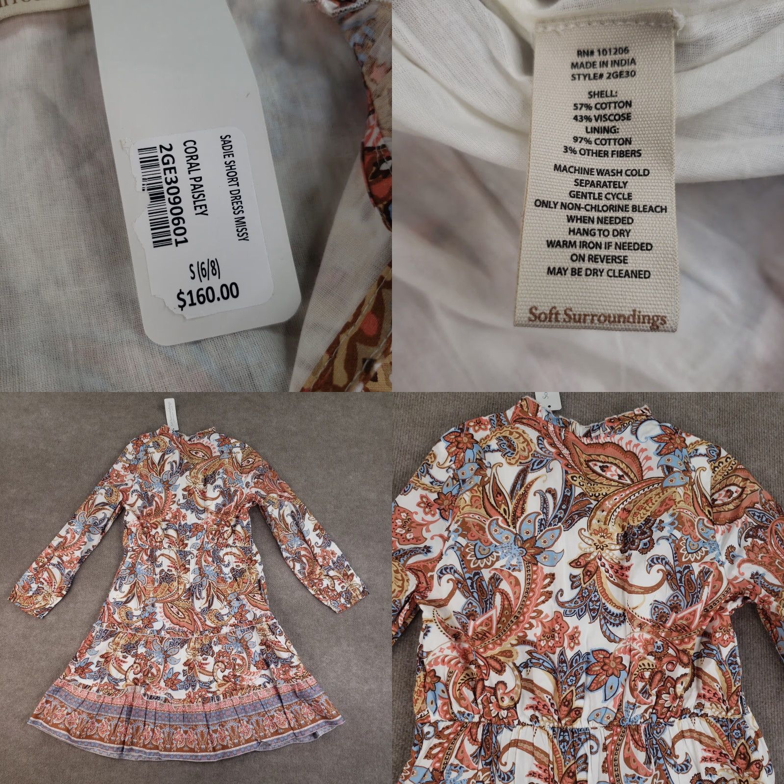 Soft Surroundings Soft Surroundings Dress Women Size S Pink Paisley Lined A-Line Boho Womens Size 28" / US 6 / IT 42 - 8 Thumbnail