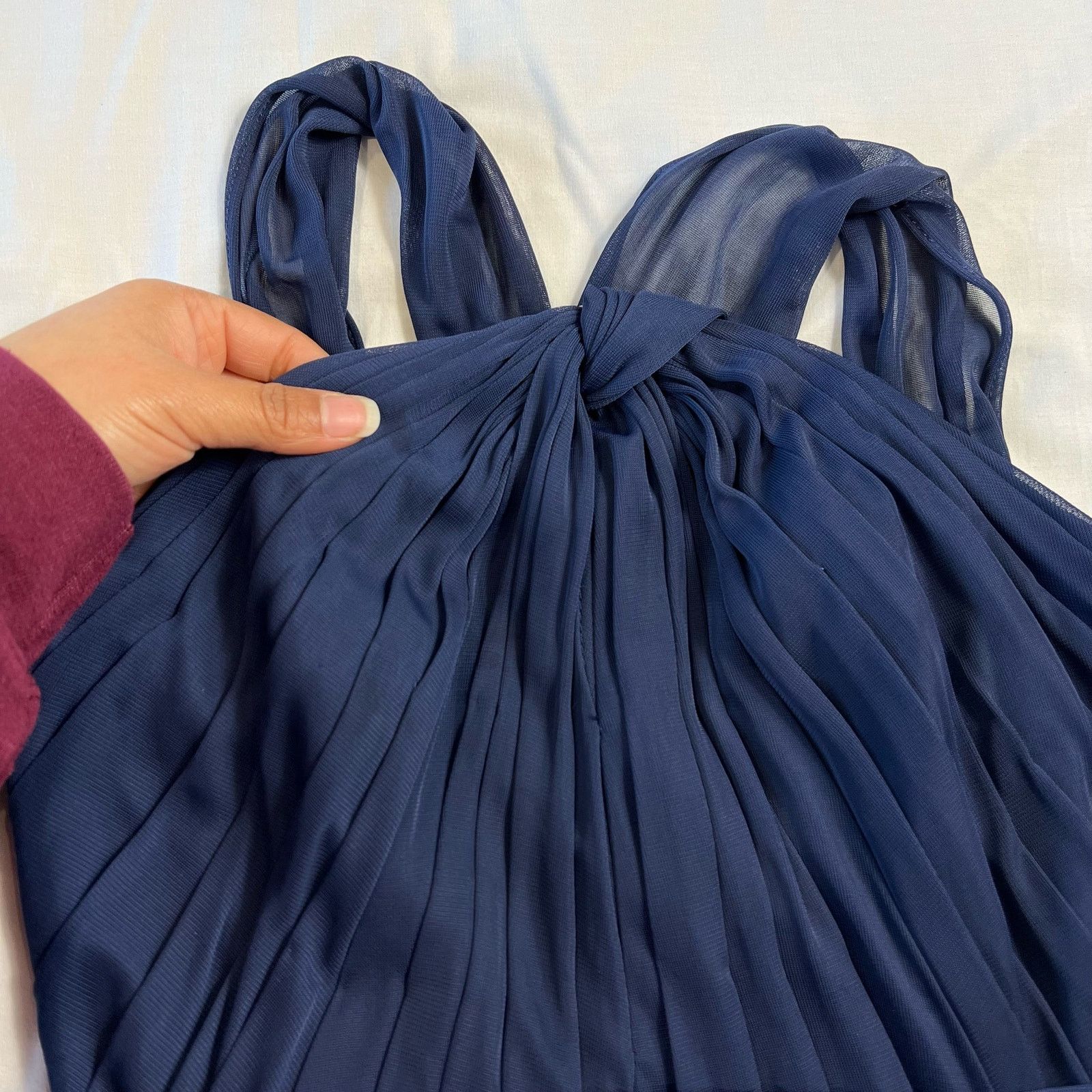 Other David's Bridal Women's 2 Blue Midi Brides Maid Dress Flowy Size XS / US 0-2 / IT 36-38 - 6 Thumbnail