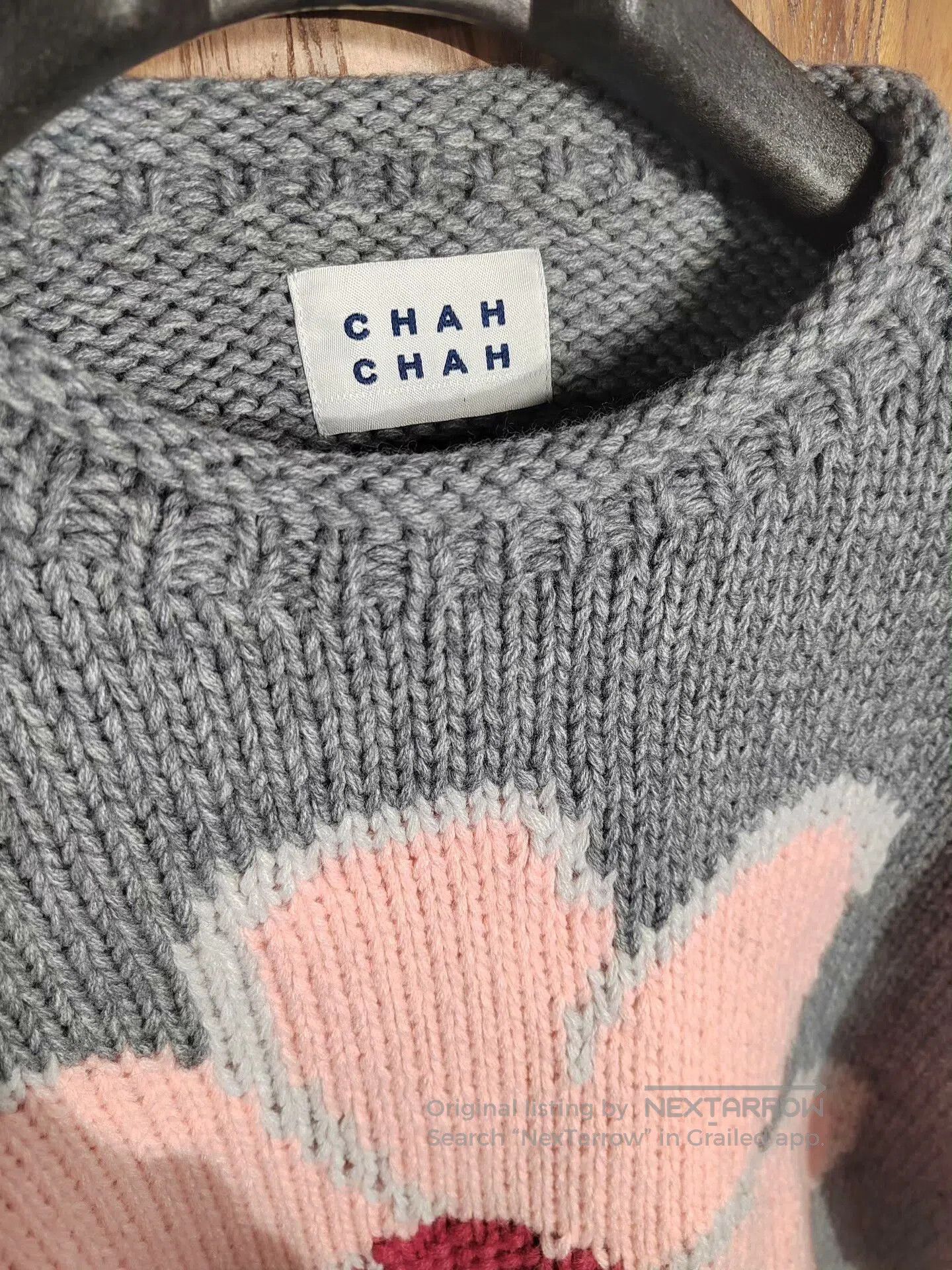 Japanese Brand Floral Knit Sweater in Gray. Size L / US 10 / IT 46 - 2 Thumbnail