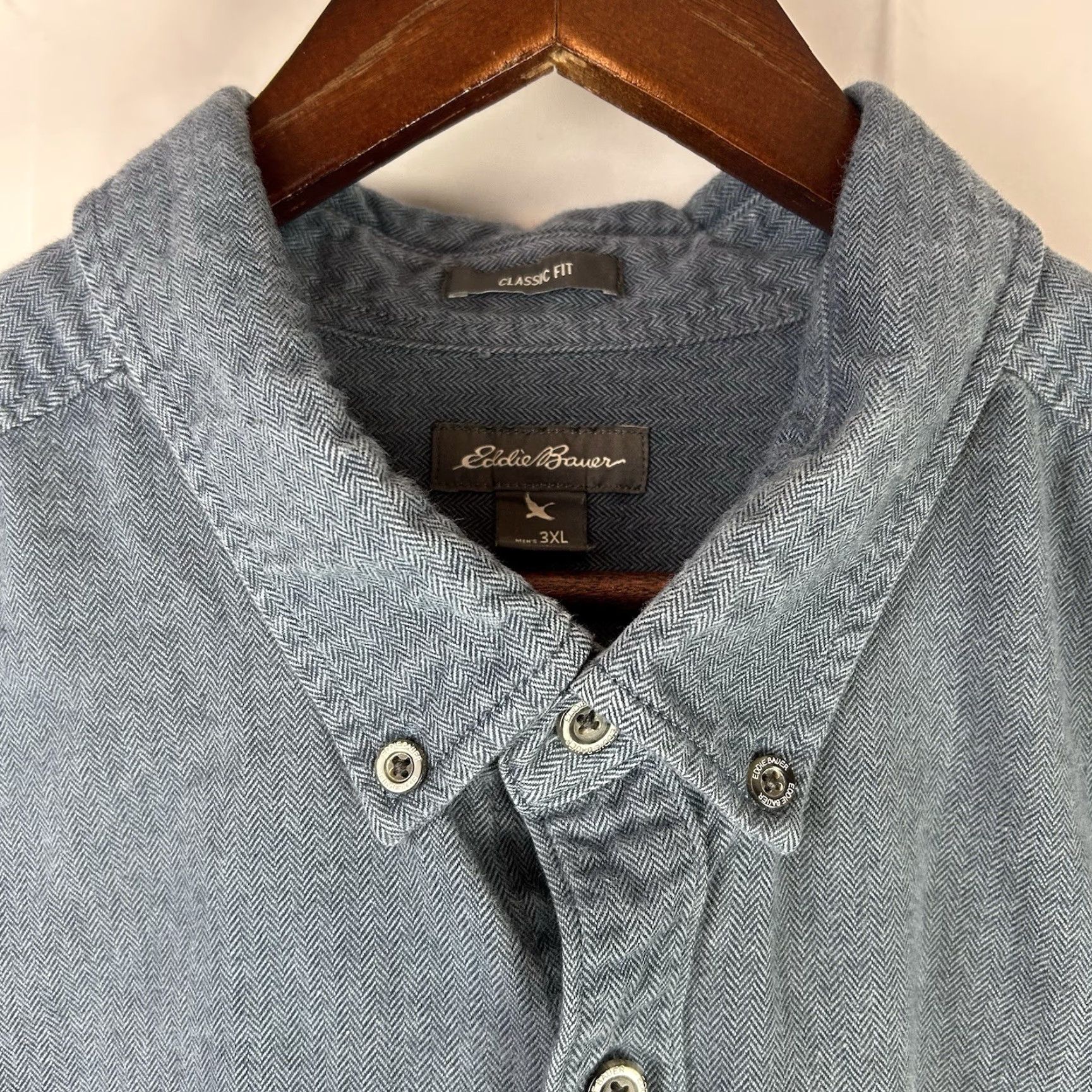 Eddie Bauer Eddie Bauer Blue Cotton Shirt 3XL Long Sleeve Classic Fit Men Button-Up Plaid Cotton Long Sleeve 3XL Blue Eddie Bauer Shirt Mens Regular Fit Size US XXL / EU 58 / 5 - 3 Thumbnail