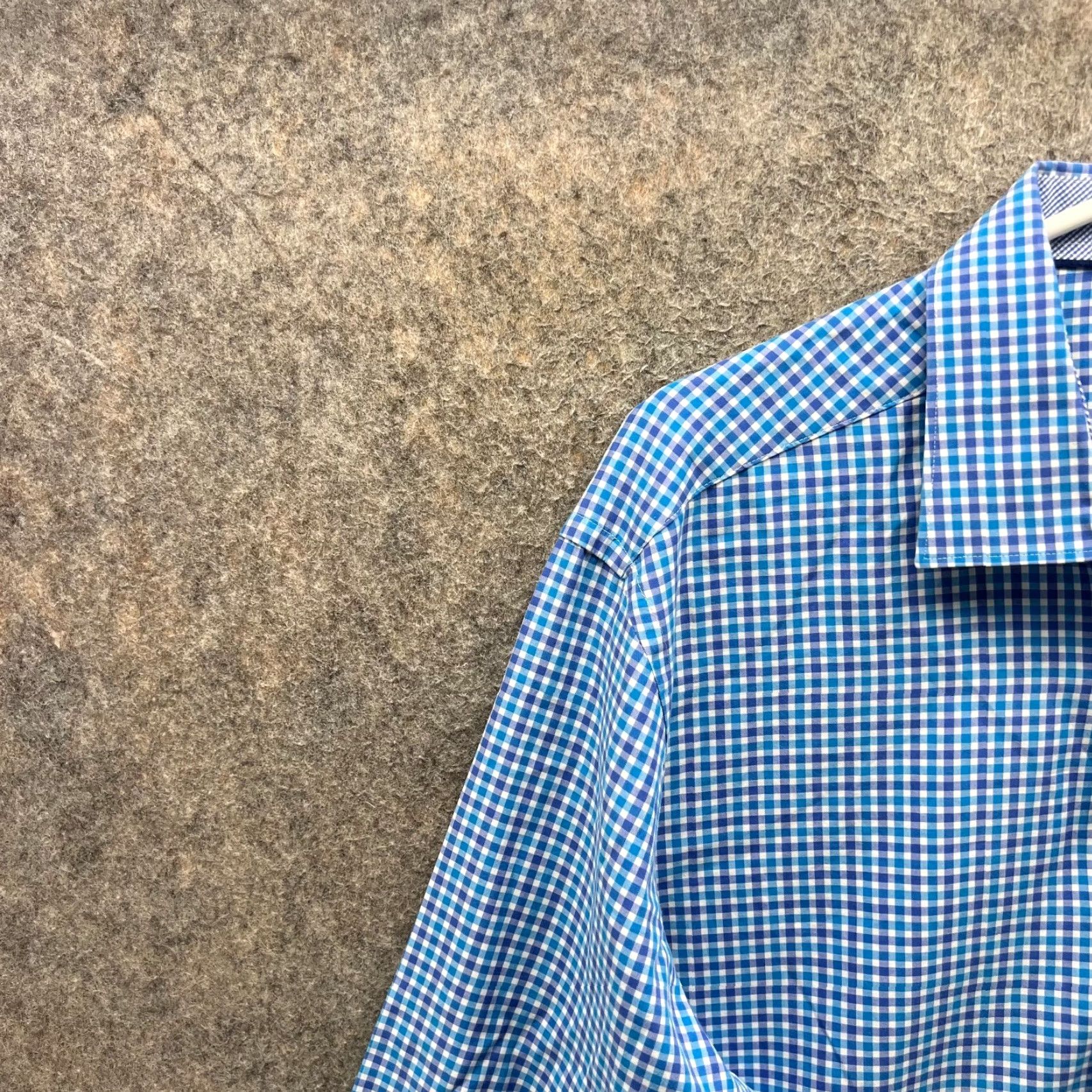 BUGATCHI VINTAGE Bugatchi Uomo Dress Shirt Mens 16.5 34/35 Blue Check Gingham Button Down Shirt Mens Regular Large? Size 46R - 7 Thumbnail