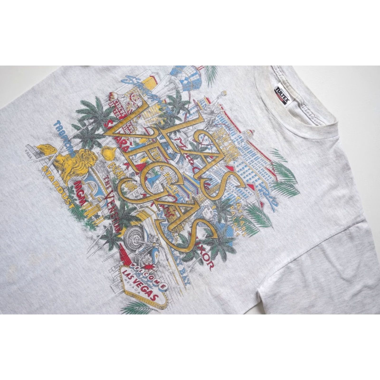 Tultex VINTAGE Tultex Las Vegas VTG 90s AOP All Over Print Graphic Gray Cotton T Shirt SZ M Mens 90s Size US M / EU 48-50 / 2 - 5 Thumbnail