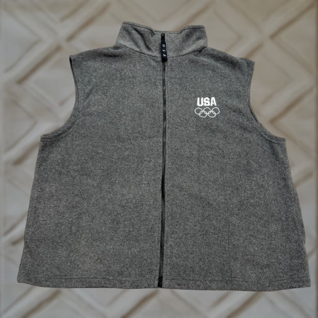 Vintage VINTAGE Olympic USA Fleece Vest Jacket Mens XL Gray Full Zip Sports Size US XL / EU 56 / 4 - 1 Thumbnail