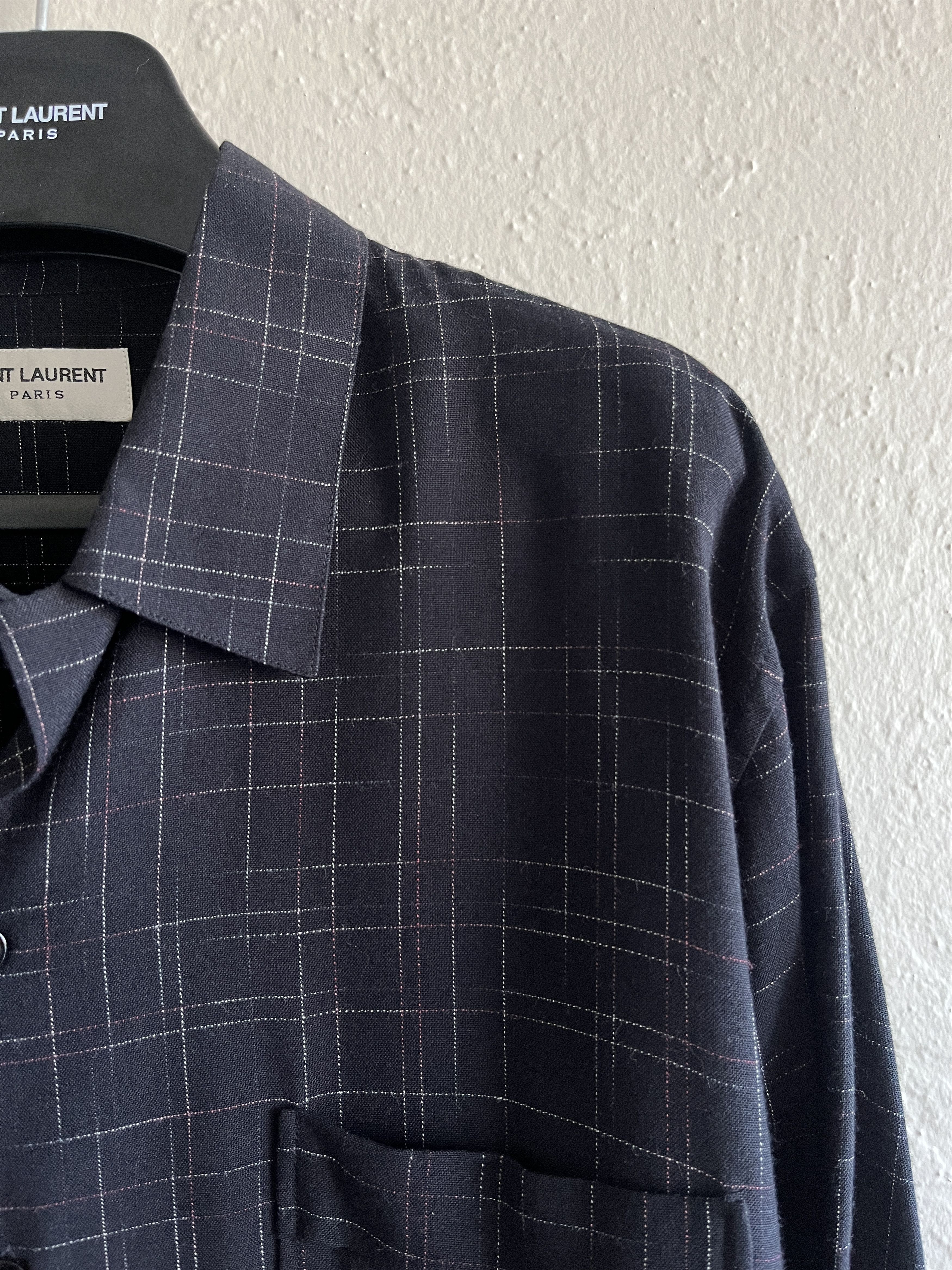 Hedi Slimane × Saint Laurent Paris Saint Laurent Paris Navy Dress Shirt Hedi Slimane FW14 Size US L / EU 52-54 / 3 - 2 Thumbnail