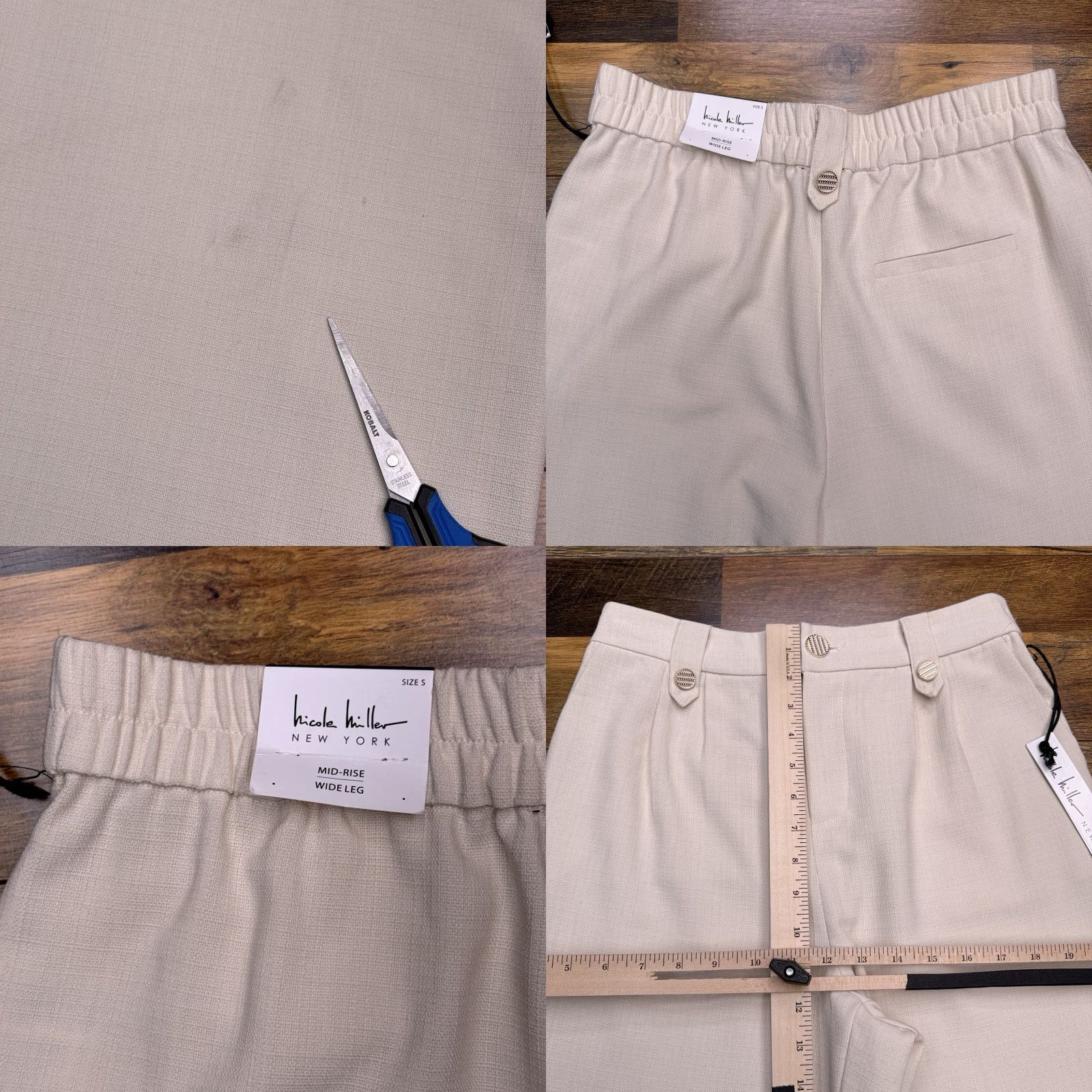 Nicole Miller Nicole Miller Wide-Leg Pants Womens Small Beige High Rise Stretch Dress Pants Workwear Front Pleated Inseam 30 in Regular Size 28" / US 6 / IT 42 - 9 Thumbnail