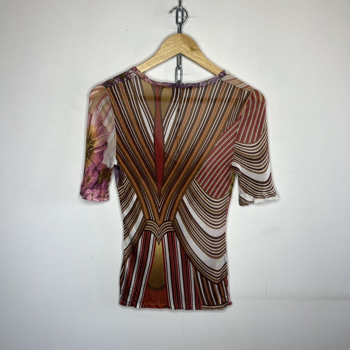 Just Cavalli × Roberto Cavalli × Vintage Just Roberto Cavalli Flower Print Mesh Top Multicolour Size S / US 4 / IT 40 - 7 Thumbnail