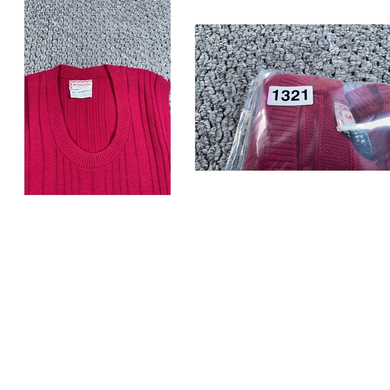 McGregor VINTAGE McGregor Sweater Vest Shirt Adult Medium Red U-Neck Pullover Knit USA Tag 70s 80s Retro Mens Size US M / EU 48-50 / 2 - 8 Thumbnail