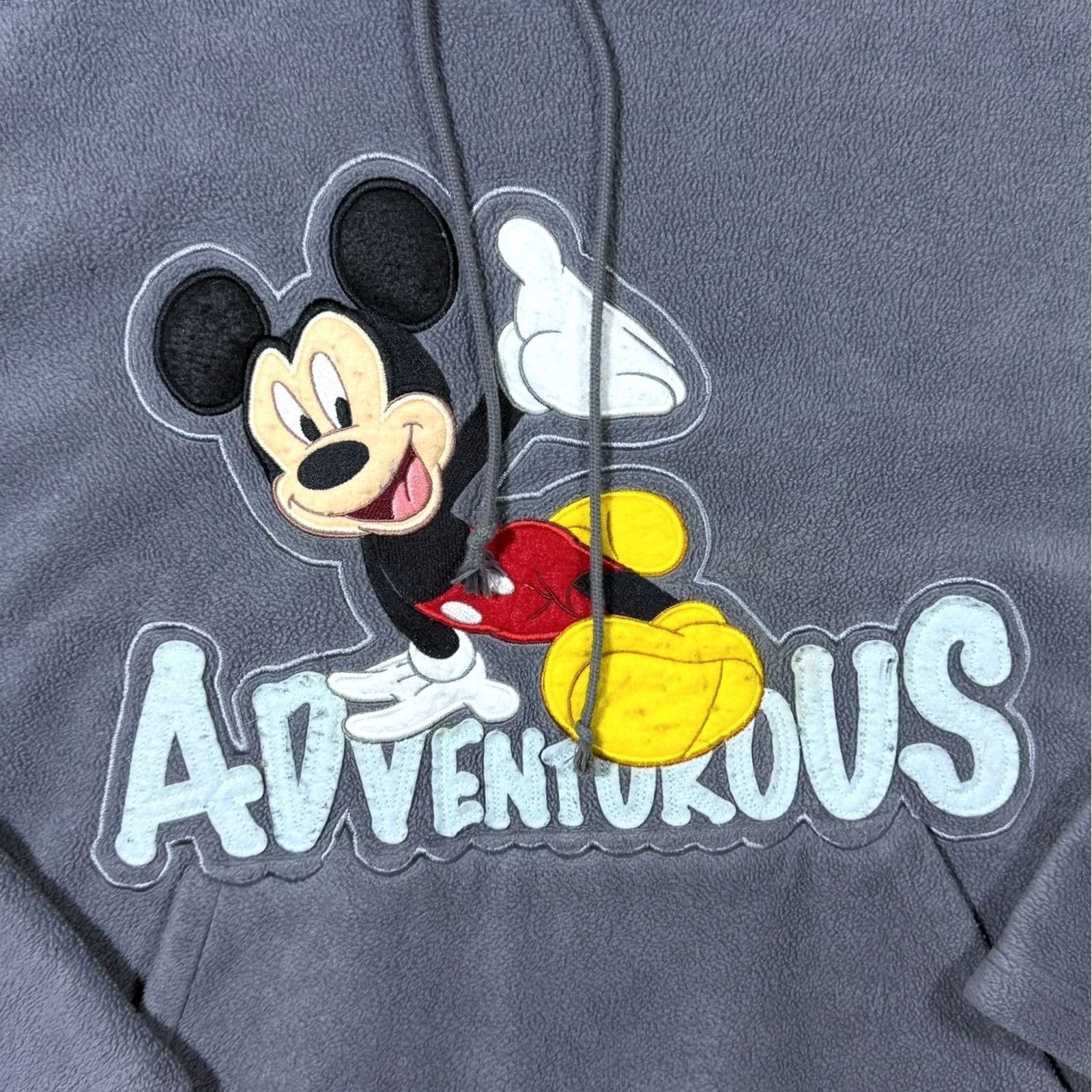 Disney VINTAGE Disneyland Resort Paris Adventurous Embroidered Mickey Grey Fleece Hoodie Large Mens Hoodie Grey Mickey 90s Theme Size US L / EU 52-54 / 3 - 3 Thumbnail