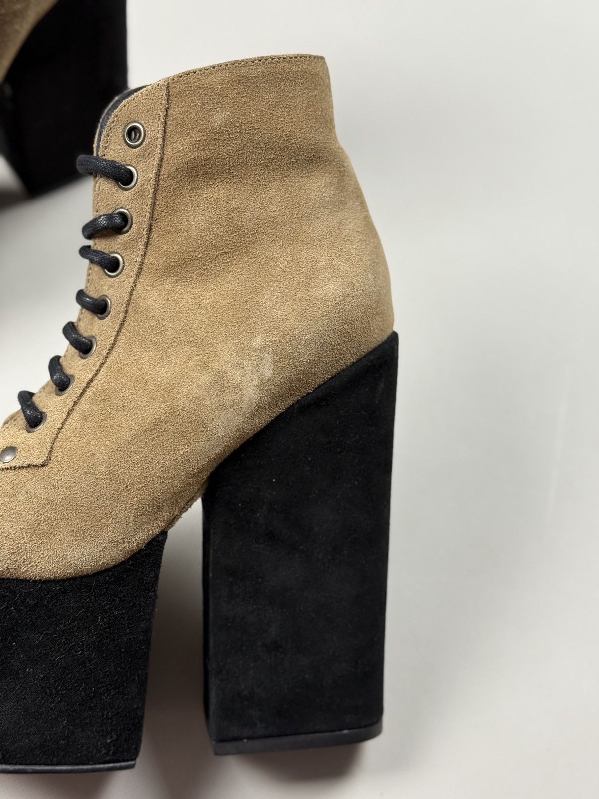 Jeffrey Campbell Avant-Garde Suede Block Heeled Platform Boots Shoes Size US 7 / IT 37 - 15 Thumbnail