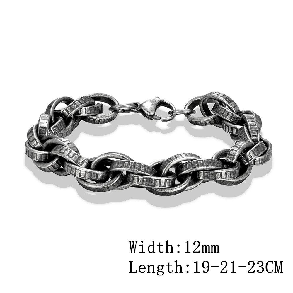 Other Black Serrated Retro Link Chain Bracelet Bangle Gift For Him Size ONE SIZE - 5 Thumbnail