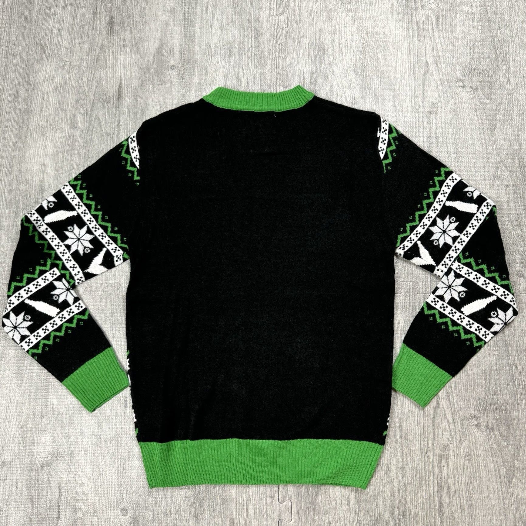 Vintage RICK AND MORTY Mens Small Ugly Christmas Sweater Riggity Wrecked Graphic Green & Black Crew Neck Knit Pullover Holiday 90s Theme Mens Size S Size US S / EU 44-46 / 1 - 4 Thumbnail