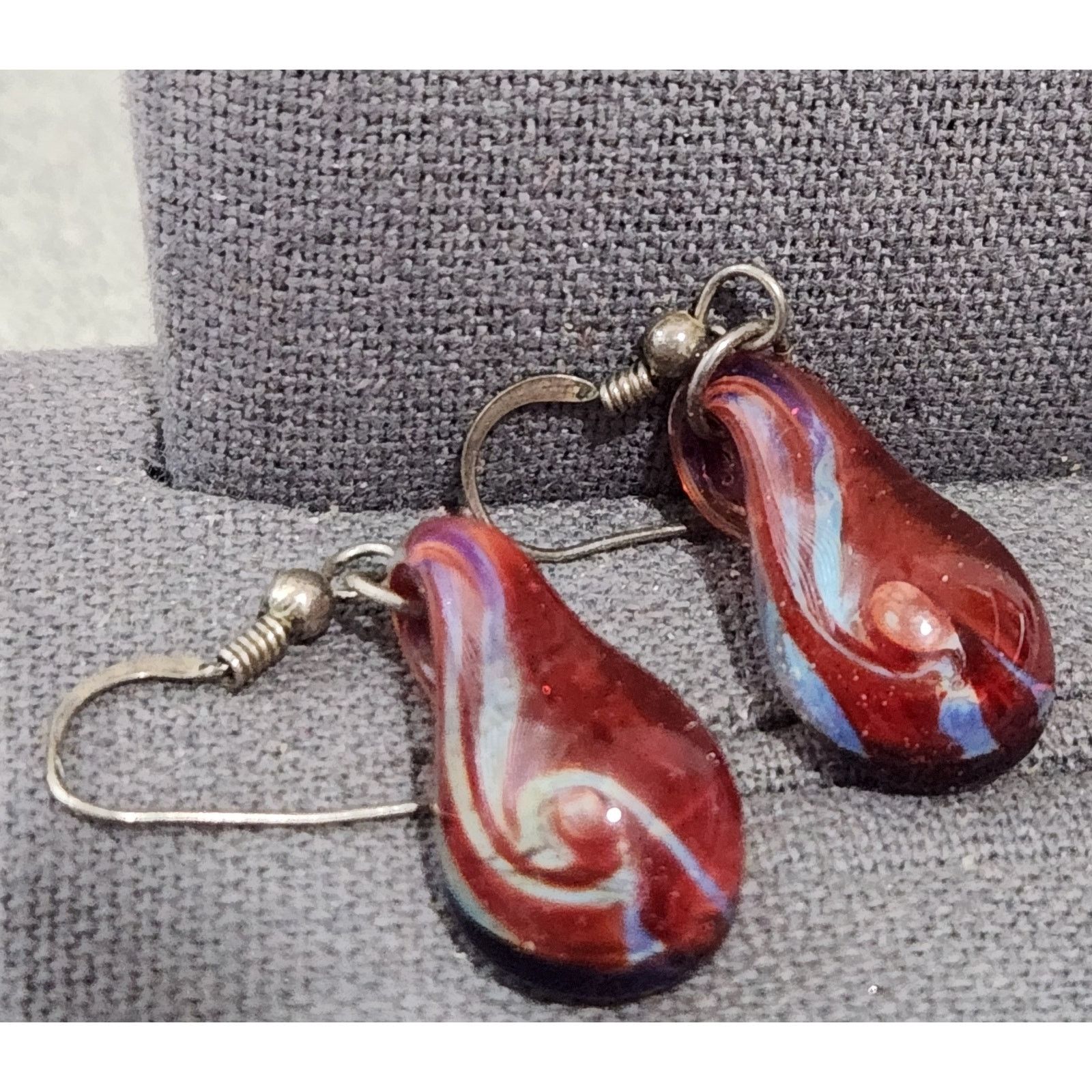 Other Red Blue Glass Teardrop Fish Hook Dangle Earrings Size ONE SIZE - 4 Thumbnail