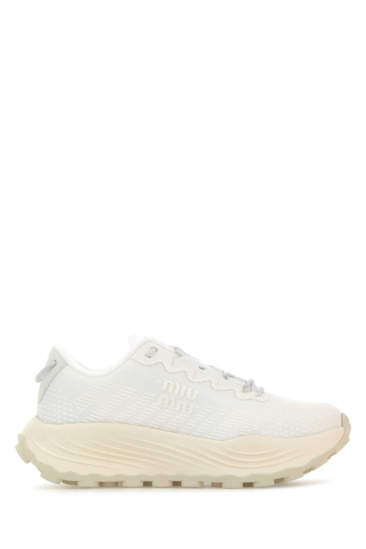 Miu Miu White Fabric Sneakers Size US 10 / IT 40 - 1 Thumbnail