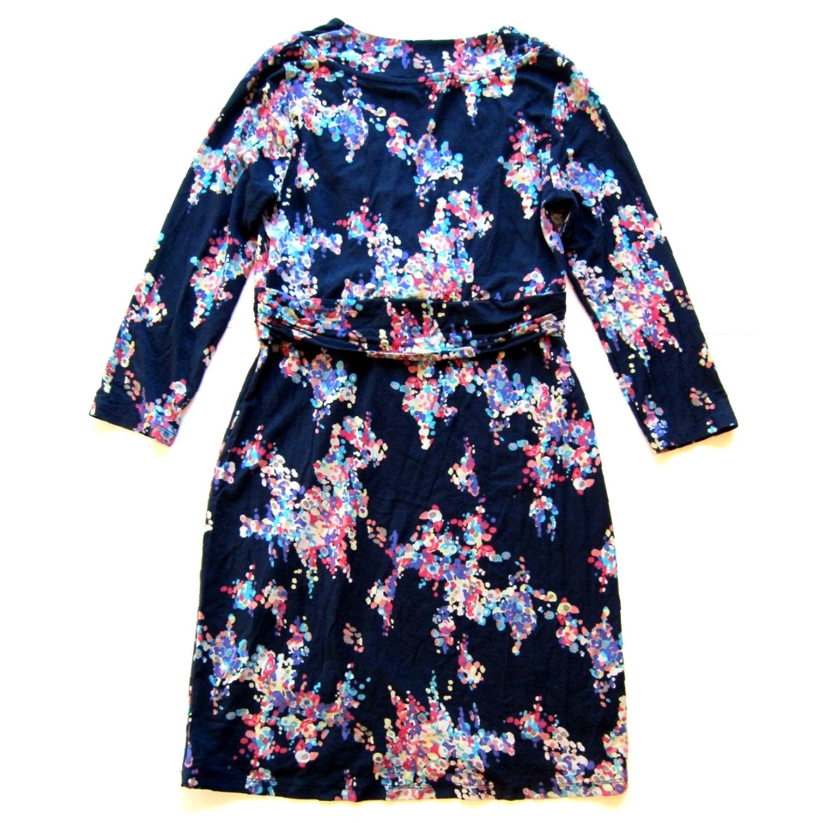 Boden Boden Blue Pink Polka Dot Rayon Stretch 3/4 Sleeve V-Neck Sheath Dress 6R Size M / US 6-8 / IT 42-44 - 2 Thumbnail