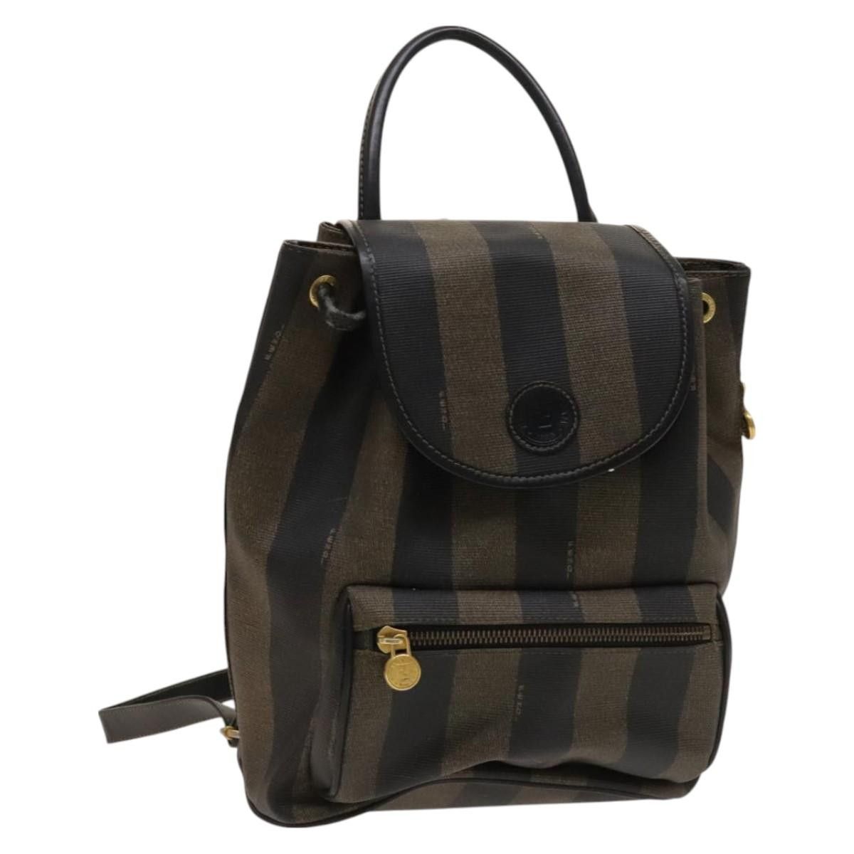FENDI Pecan Canvas Backpack Pvc Brown Black Gold  display picture 2