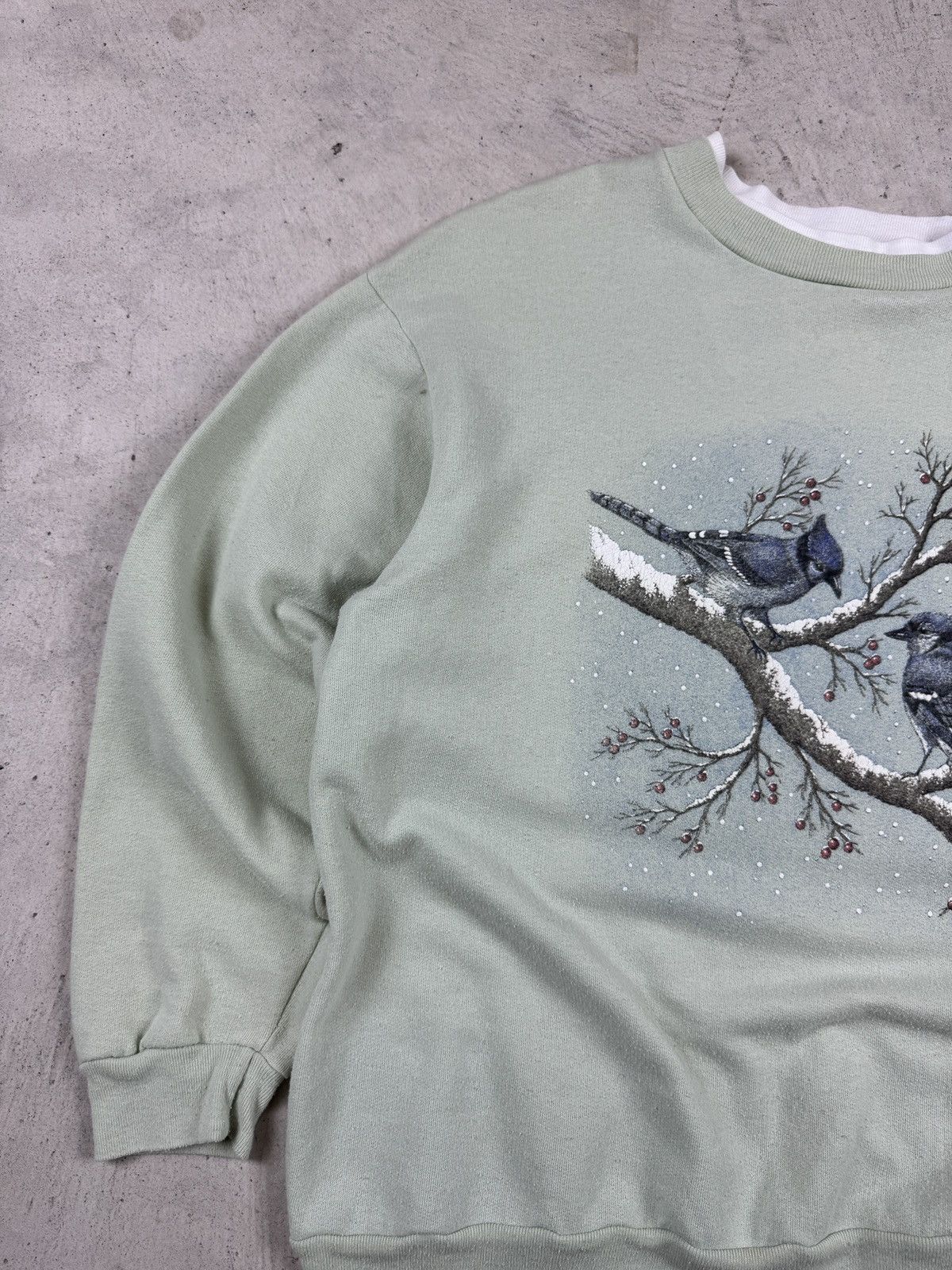 Vintage 1990s Light Green Bird Crewneck Size US S / EU 44-46 / 1 - 3 Thumbnail