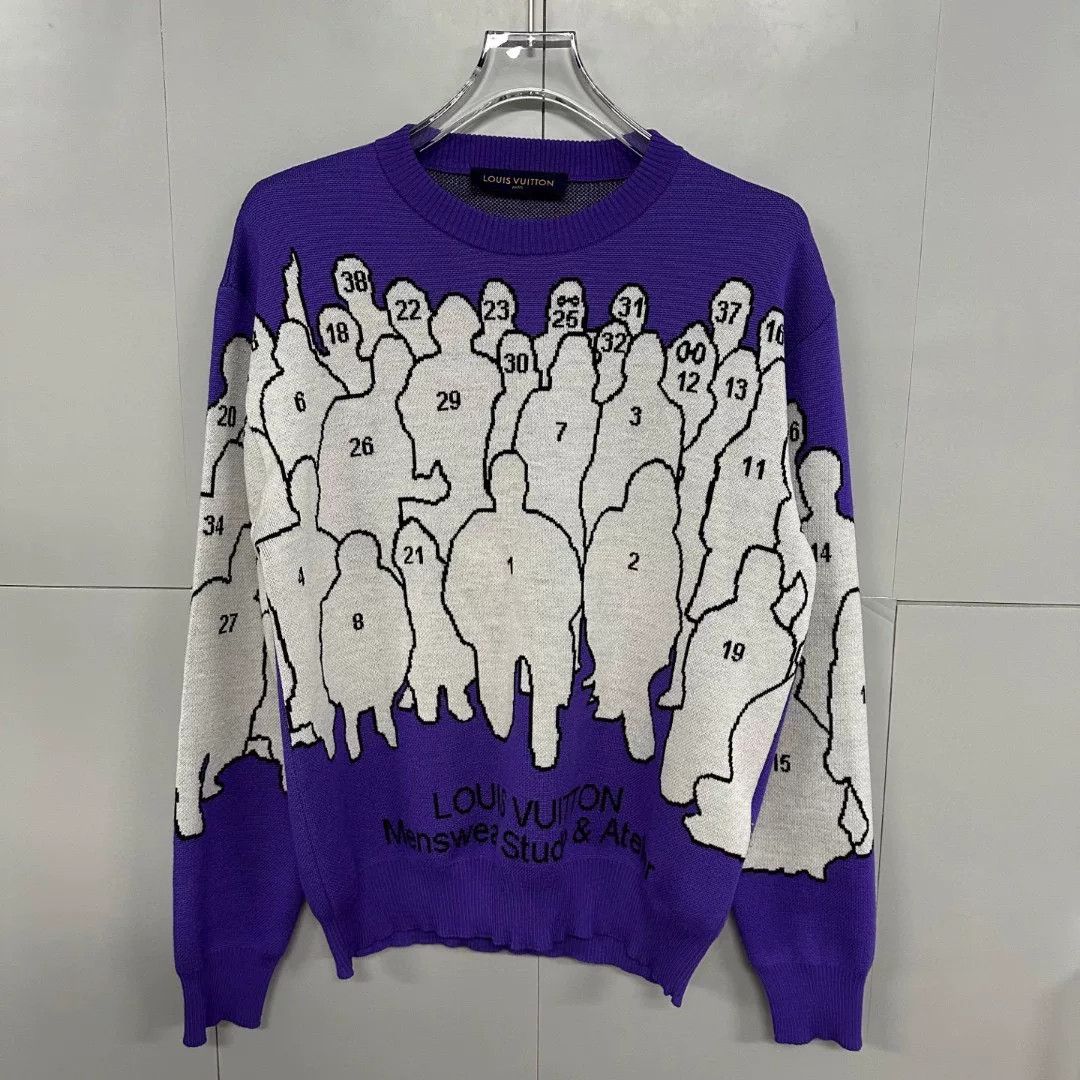 Louis Vuitton louis vuitton purple knit sweater with figures Size US M / EU 48-50 / 2 - 1 Thumbnail