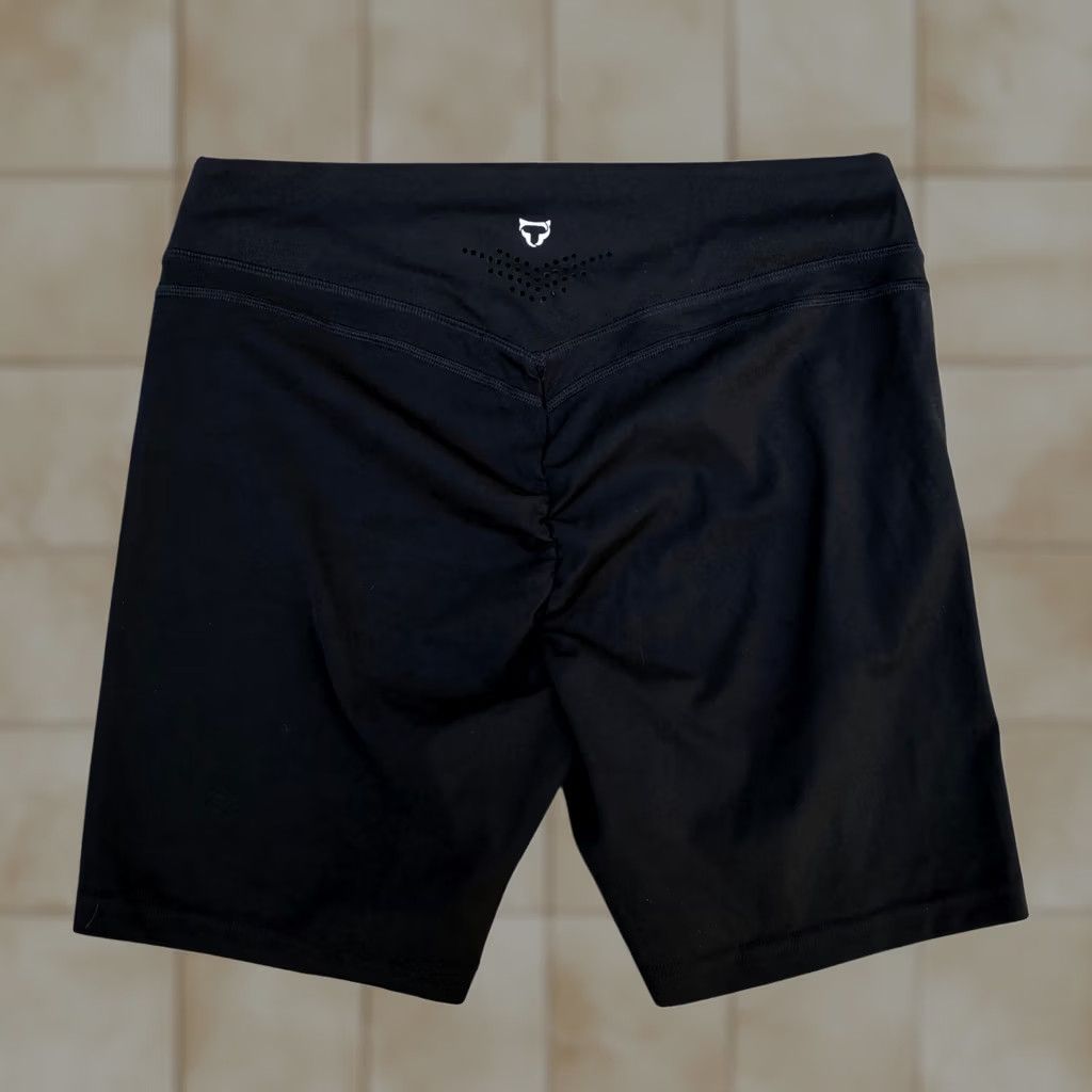 Vintage TOM TIGER Yoga Compression Biker Shorts Womens XL Black Nylon Blend Activewear Size 40" / US 18 - 1 Thumbnail