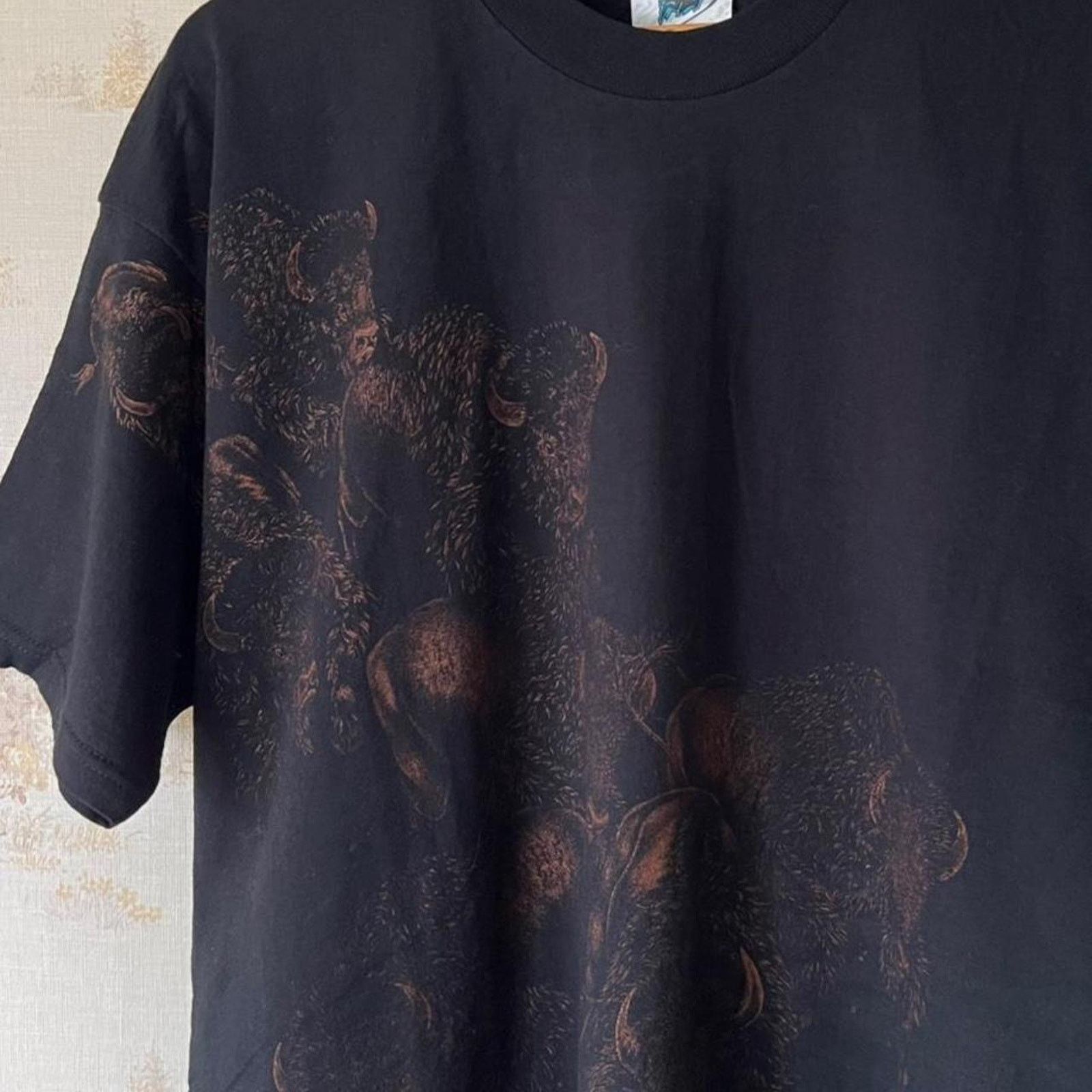 Fruit Of The Loom 1990s Buffalo Stampede Graphic T-Shirt | Nature | Size 2XL Size US XXL / EU 58 / 5 - 1 Thumbnail
