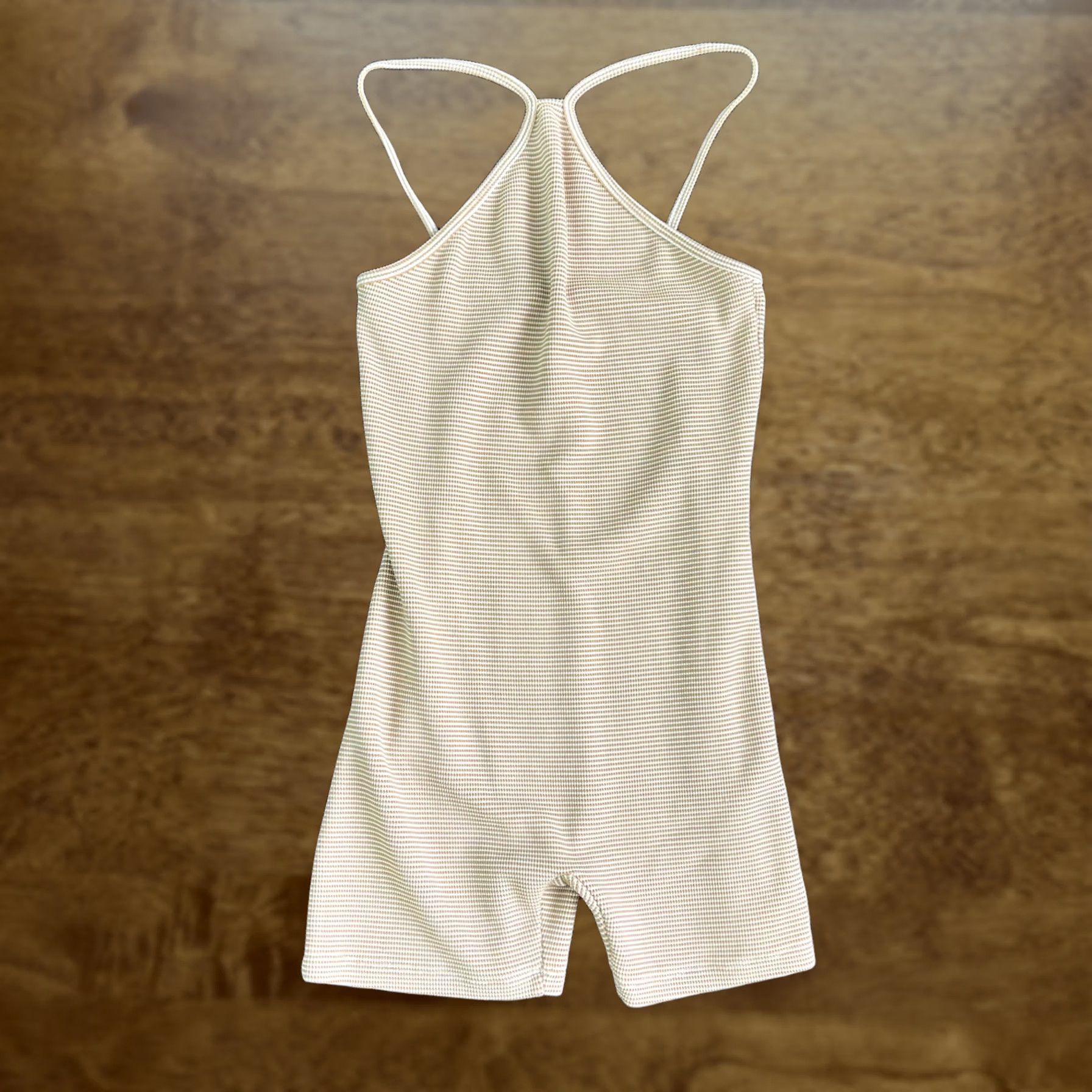 Zara ZARA Unitard Womens Small Beige Striped Knit Sleeveless One Piece Romper Size 28" / US 6 / IT 42 - 1 Thumbnail