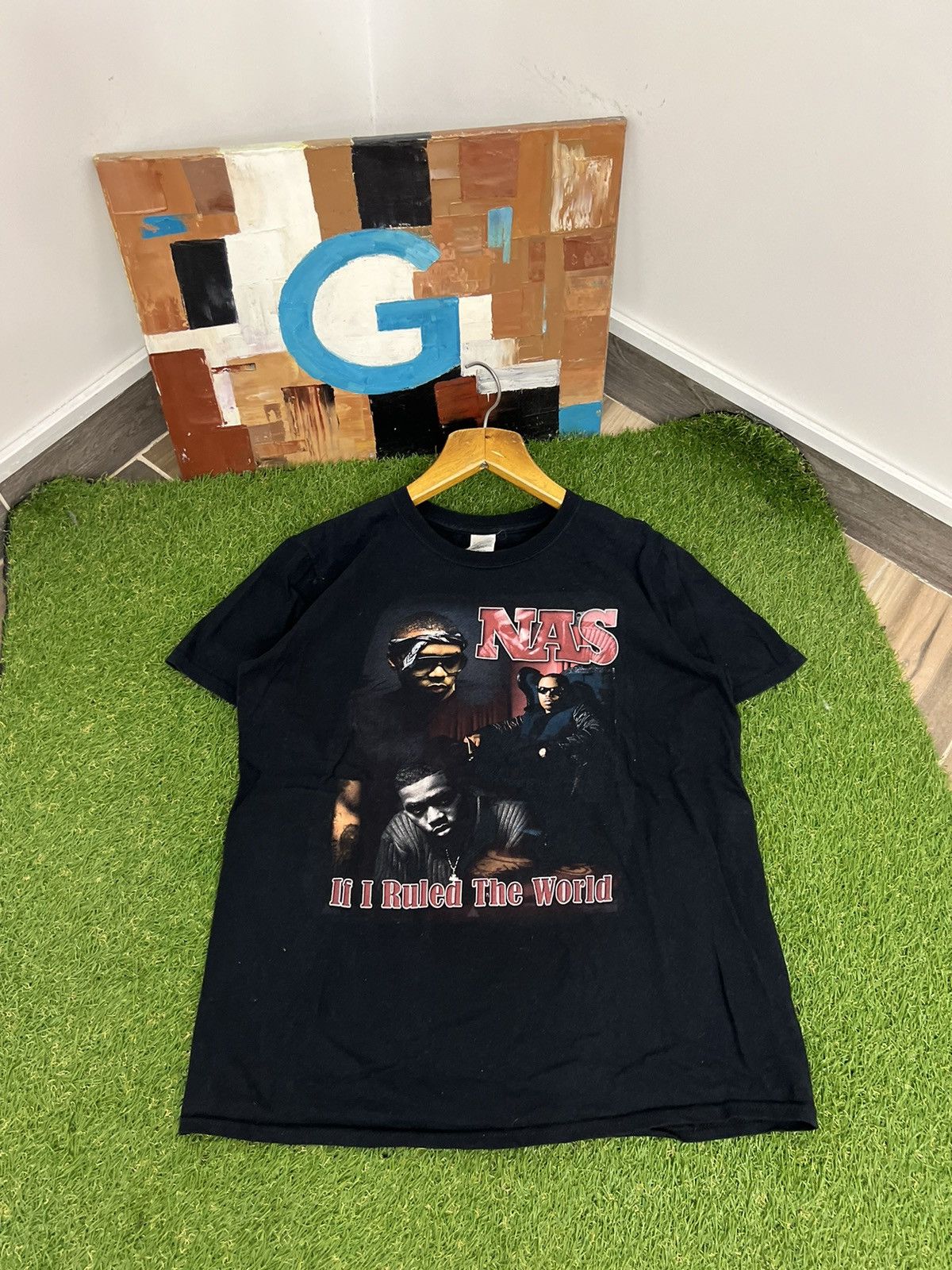 Rap Tees × Vintage Vintage Y2K Nas Gildan T-shirt Size US M / EU 48-50 / 2 - 1 Thumbnail