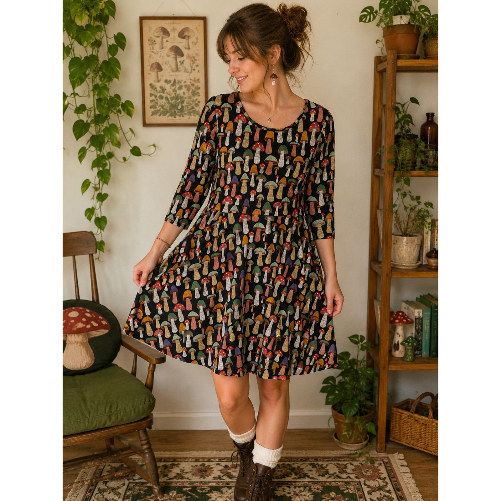 Other LASoul Mushroom Print Fit Flare Dress Women's Medium Size M / US 6-8 / IT 42-44 - 1 Thumbnail