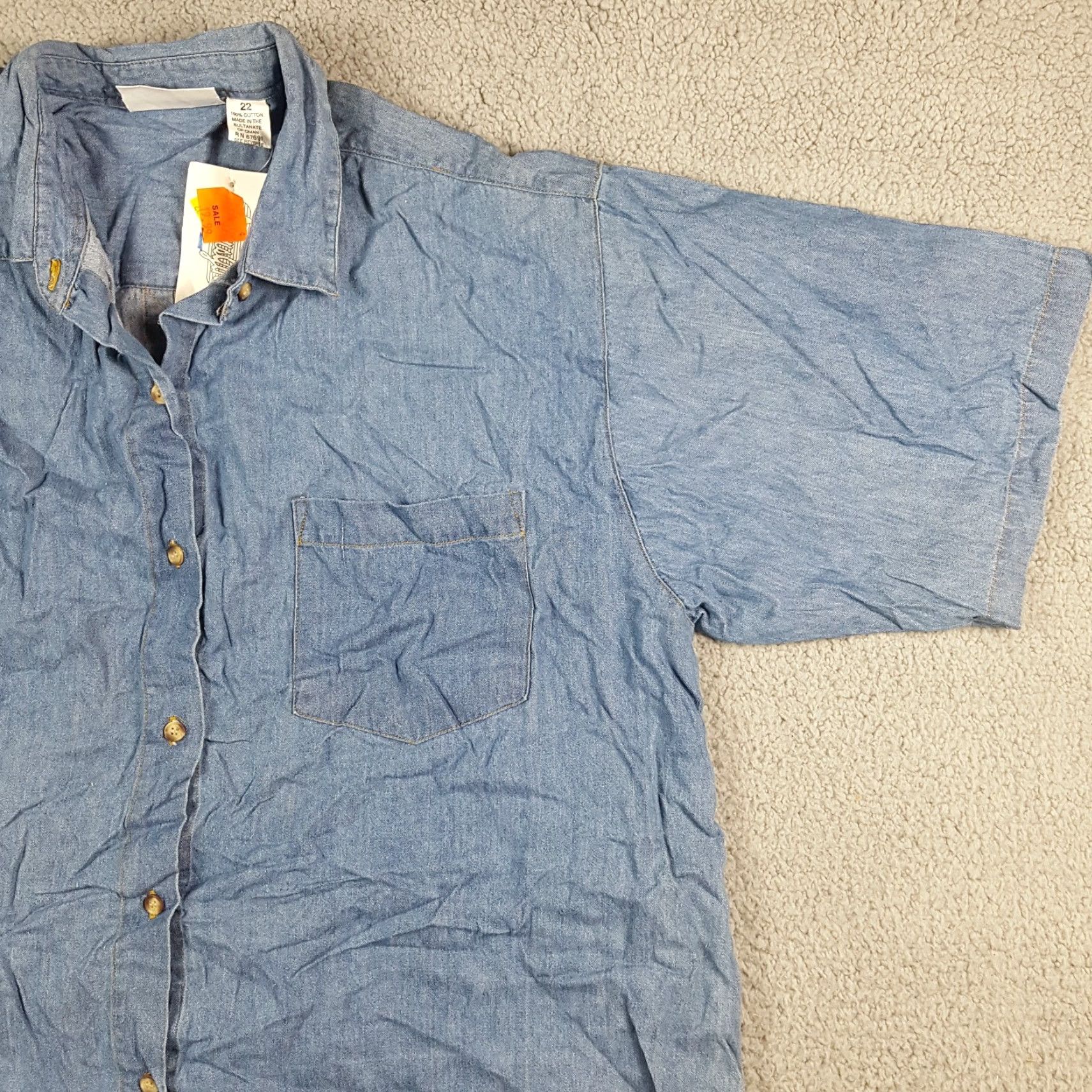 Denime VINTAGE 90s Y2K Denim Shirt Women's Size 22 Casual Short Sleeve Punk Biker Collared Button-Up Size 3XL / US 20-22 - 3 Thumbnail
