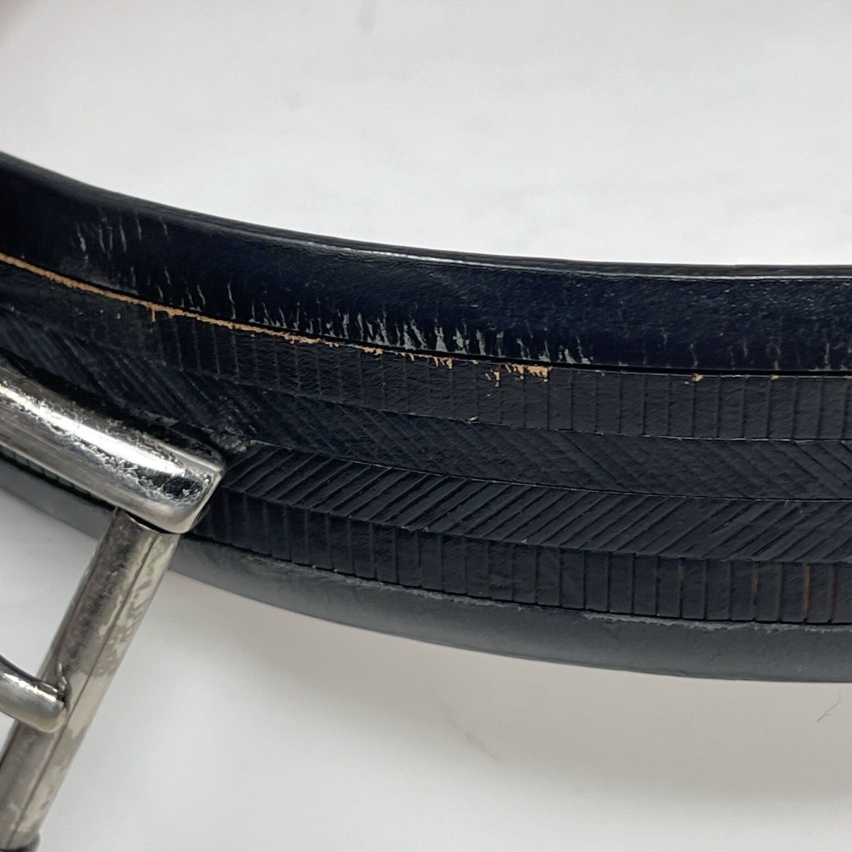 Vintage Trafalgar Belt Men 34 Leather Black Distressing Italian Buckle Logo Dress Belt Vintage No Size 34 - 4 Thumbnail