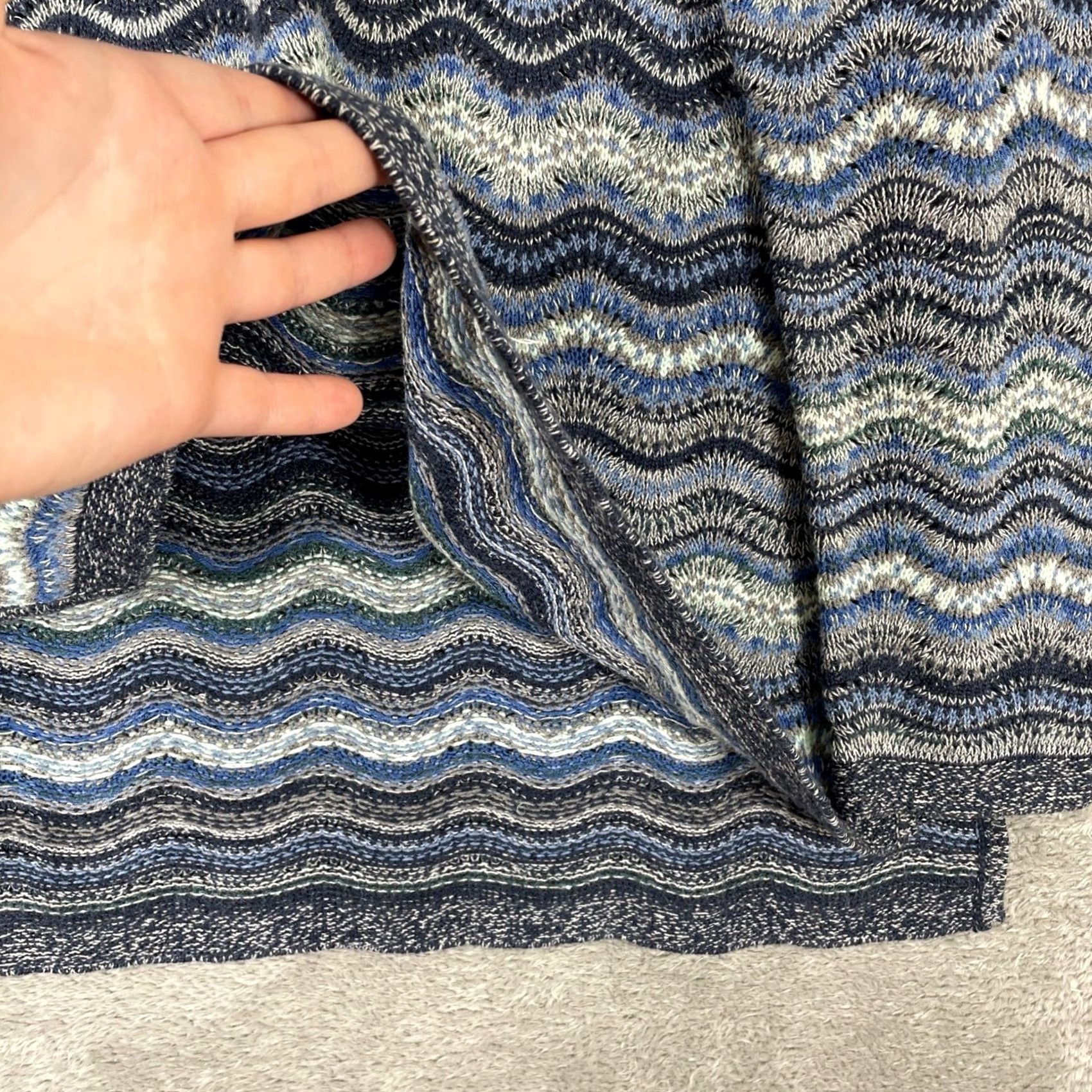 J. Jill J. Jill Sweater Womens Medium Blue Chevron Zig Zag Knit Long Sleeve Pullover Size M / US 6-8 / IT 42-44 - 3 Thumbnail