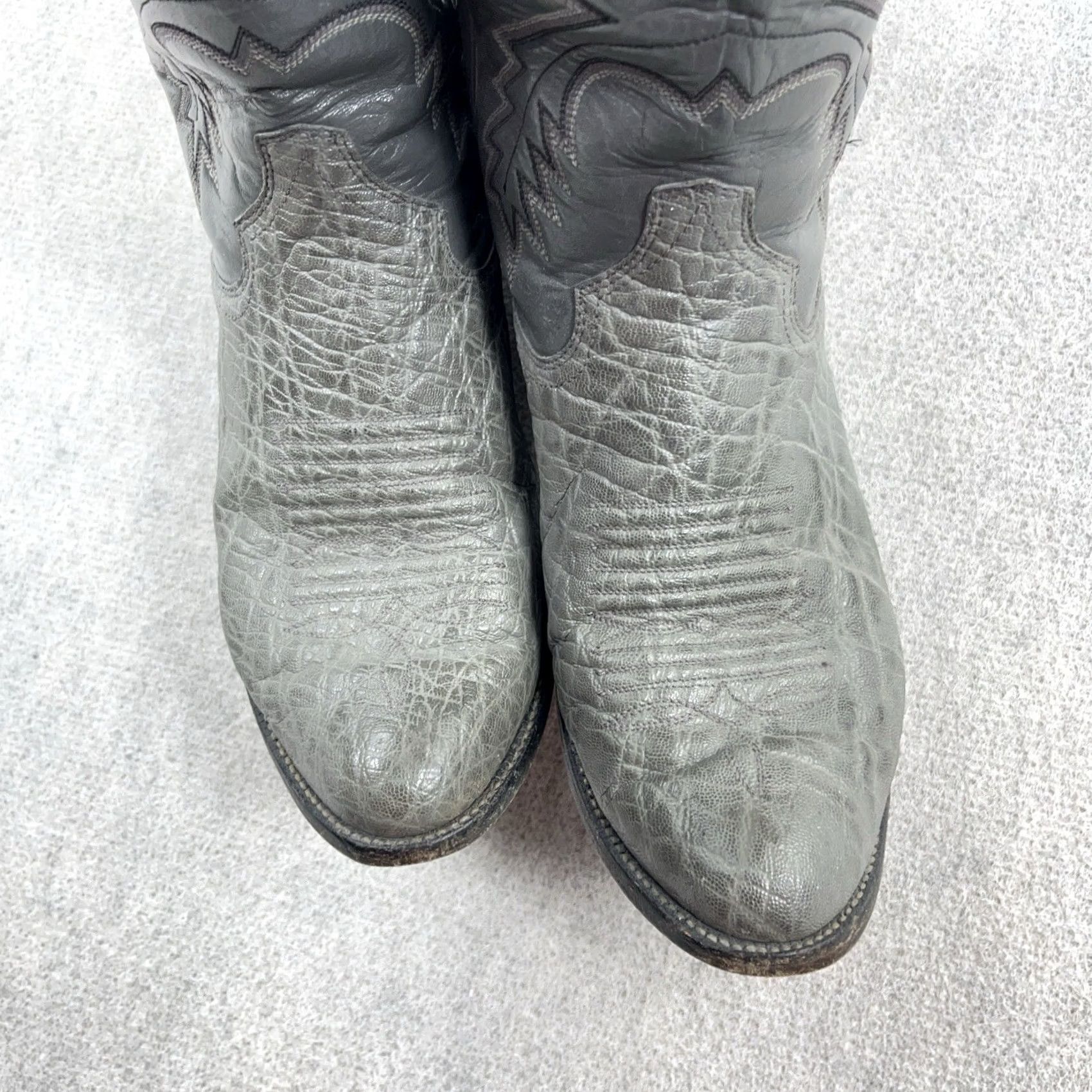 Vintage VINTAGE Panhandle Slim Cowboy Boots Men 8D Grey Bull shoulder Western Leather Mid-Calf Boots D Gray Pointed Toe Western Mens Size US 8 / EU 41 - 5 Thumbnail