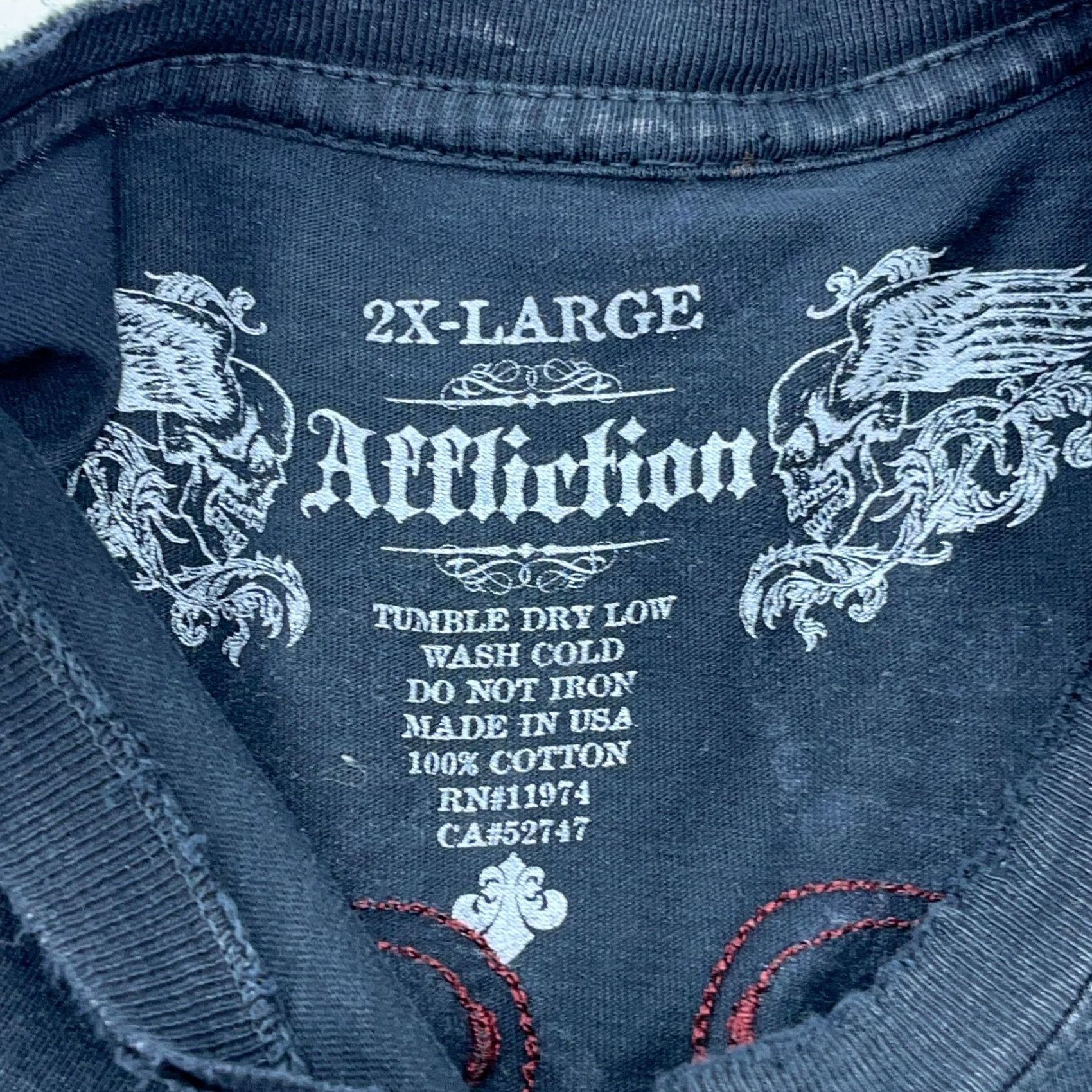 Affliction Affliction Shirt Men XXL Black Tee Live Fast MMA Tattoo Skull Cross Wings AOP Shirt Men 2XL Black Skull Tattoo AOP Size US XXL / EU 58 / 5 - 3 Thumbnail