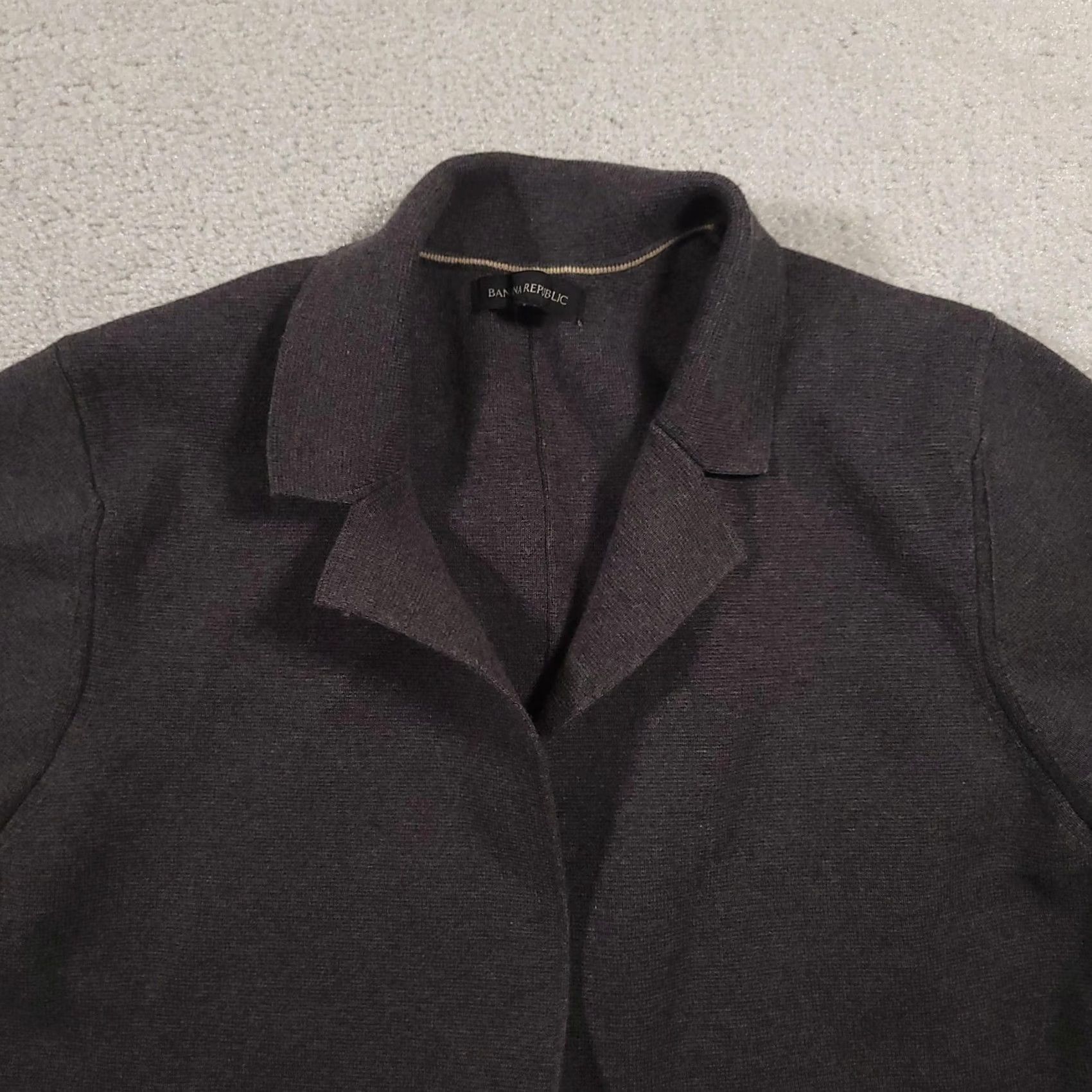 Banana Republic VINTAGE Banana Republic Blazer Jacket Womens L Charcoal Knit Two Button Pockets Size L / US 10 / IT 46 - 3 Thumbnail