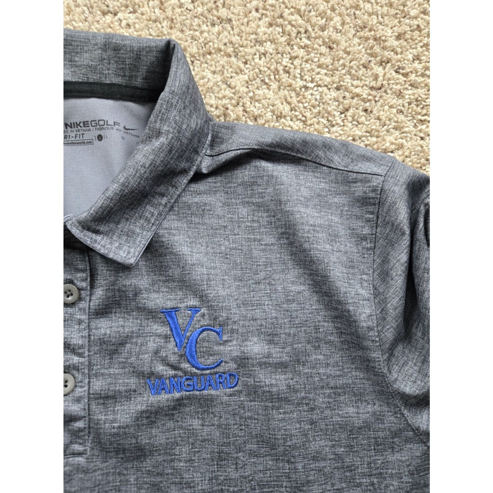 Nike Vanguard Venture Capital Polo Shirt Mens Large Gray Nike Golf Dri-Fit Size US L / EU 52-54 / 3 - 3 Thumbnail