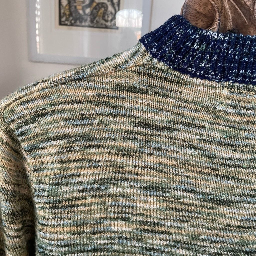 Vintage 70s Sigallo Abstract Tree Mock Neck Sweater M
