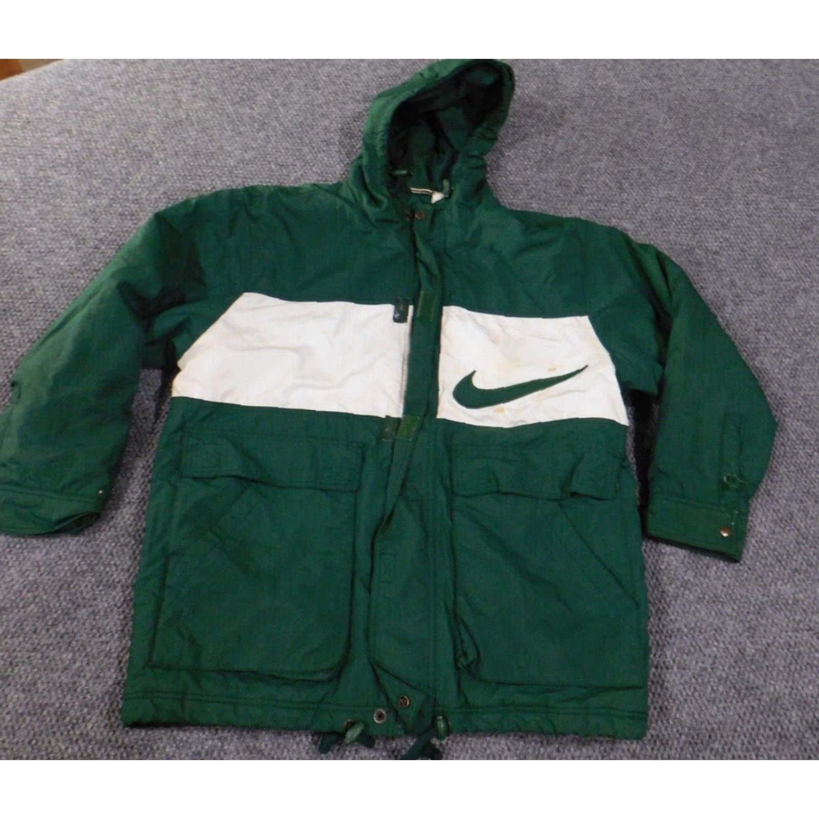 Nike VINTAGE Nike Jacket Small Green Puffer 90s S Zip Lined Nylon Retro Embroidered Mens Regular Autumn Winter Size US S / EU 44-46 / 1 - 2 Thumbnail