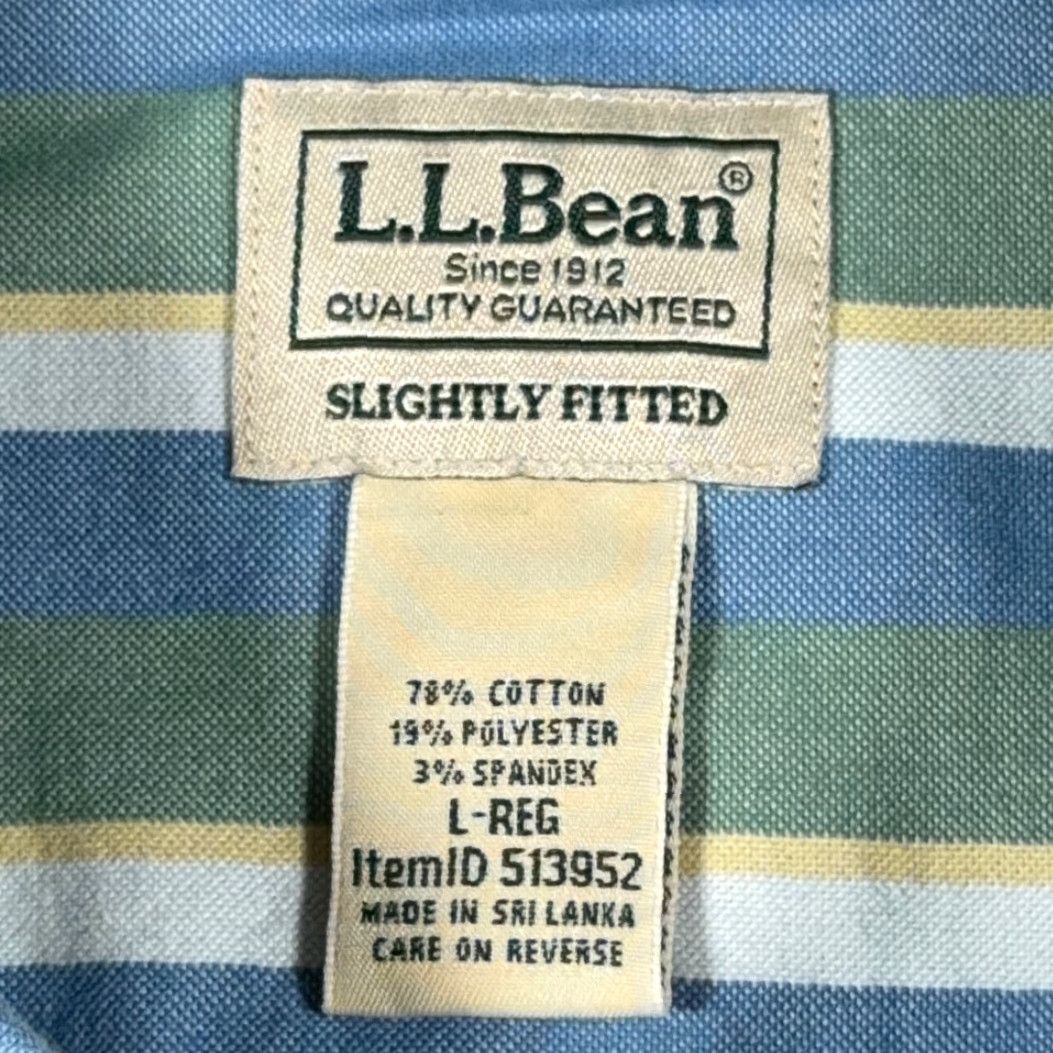 Vintage LL Bean Shirt Adult LARGE Blue Green Yellow Striped Fitted Stretch Outdoor Size US L / EU 52-54 / 3 - 5 Thumbnail