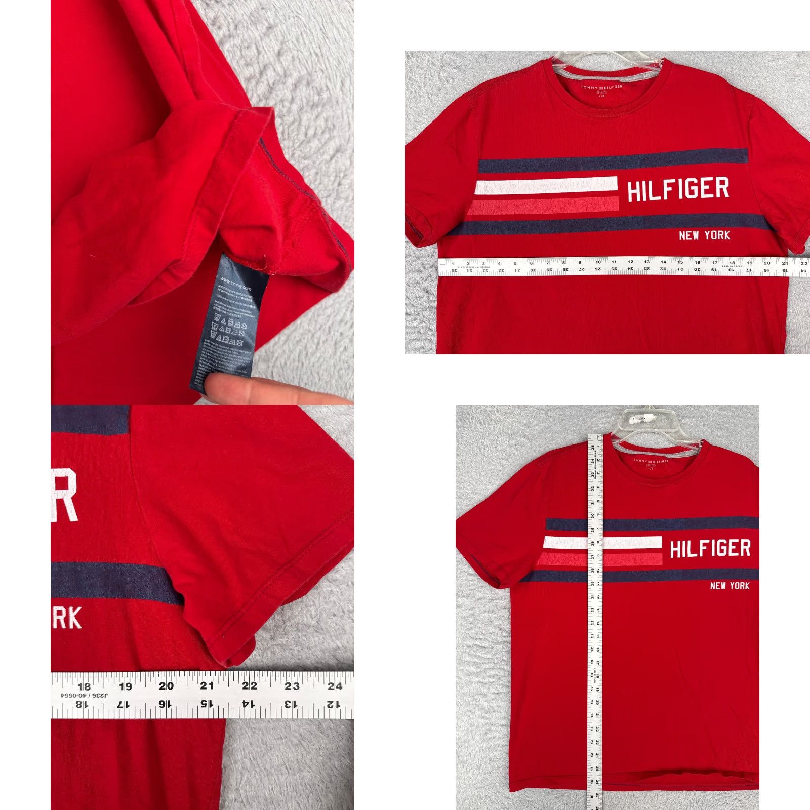 Tommy Hilfiger Tommy Hilfiger Shirt Adult Large Red Crew Neck Short Sleeve 100% Cotton Logo Embroidered Men T-Shirt Size US L / EU 52-54 / 3 - 8 Thumbnail