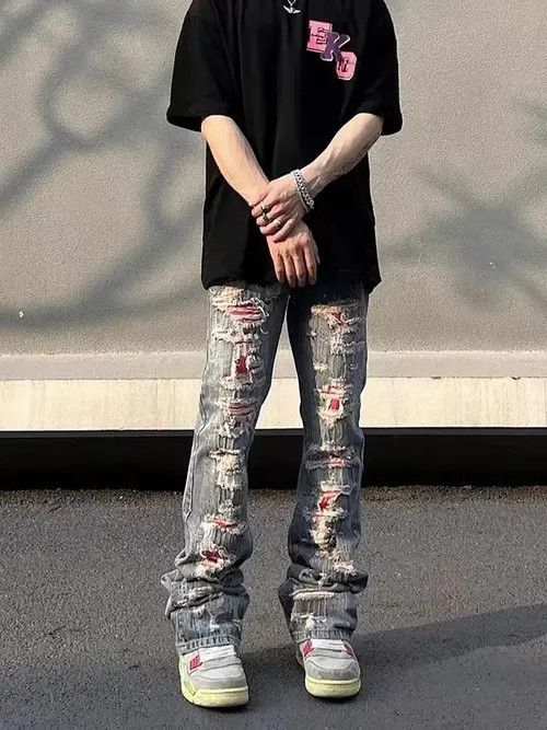 Japanese Brand Vintage embroidered ripped patch micro-flare jeans Size US 32 / EU 48 - 5 Thumbnail