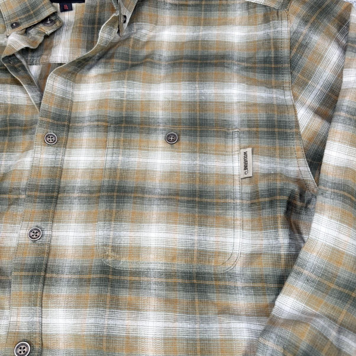Wolverine Wolverine Olive Green Brown Cream Plaid Cotton Button XL Size US XL / EU 56 / 4 - 3 Thumbnail