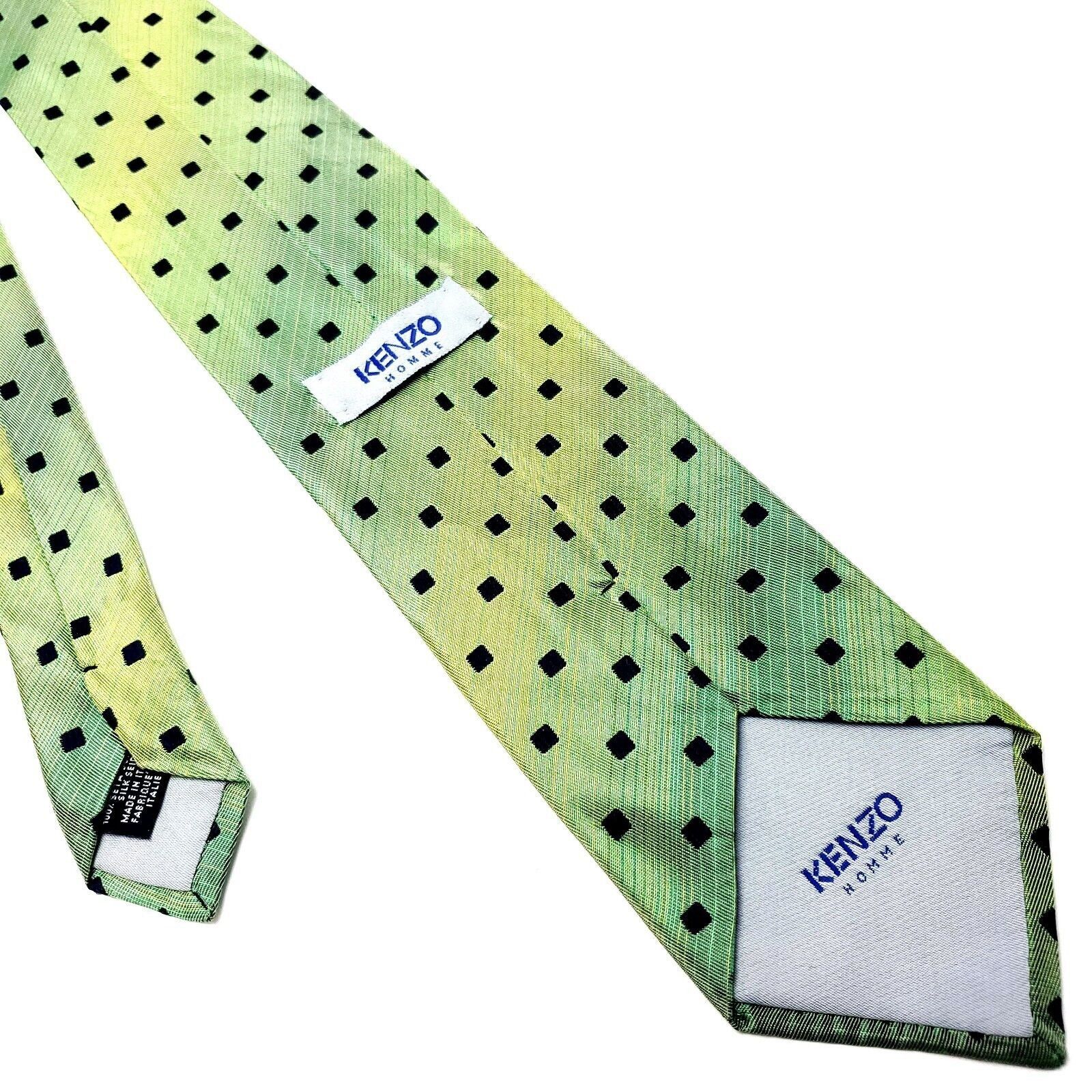 Kenzo Kenzo Homme Green Silk Tie Woven Geometric Size ONE SIZE - 3 Thumbnail