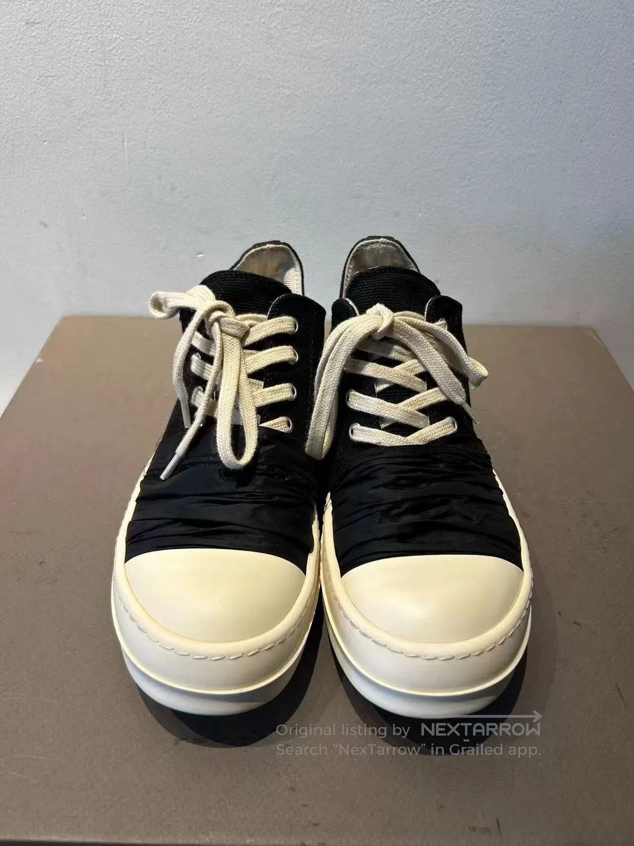 Rick Owens Rick Owens Black Silk Low-Top Sneakers. Size US 6 / EU 39 - 3 Thumbnail